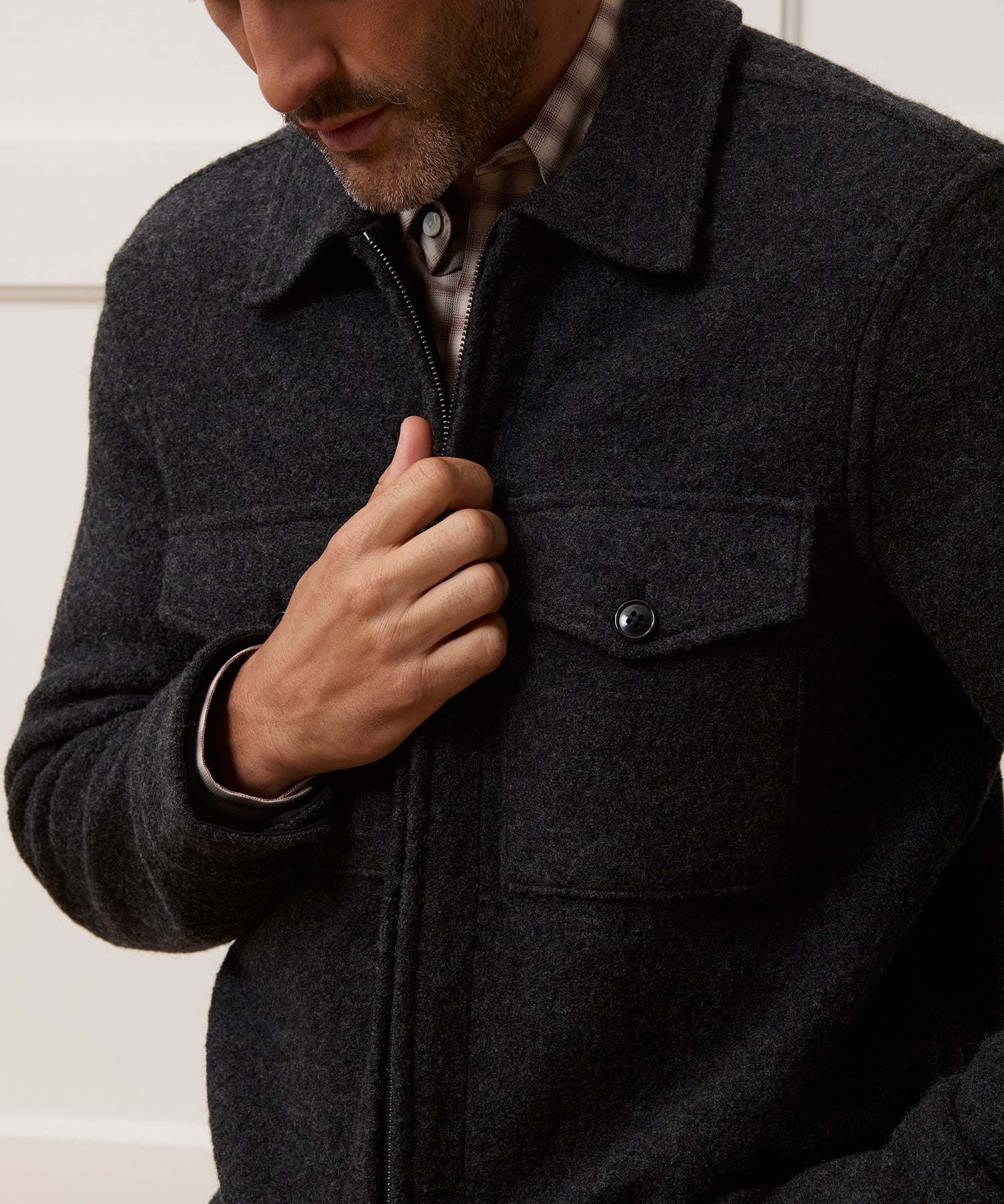 Italian Boiled Wool Full-Zip CPO Jacket - Image 5