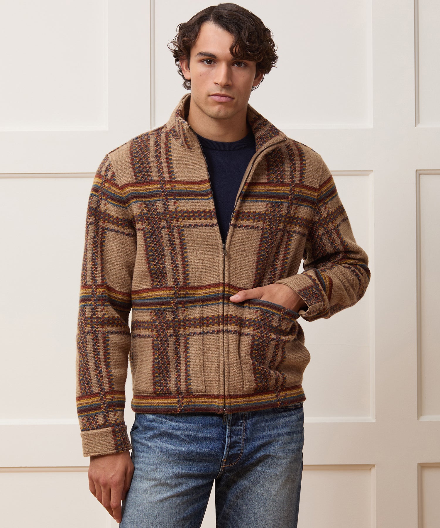 Boxy Jacquard Full-Zip Jacket - Image 2