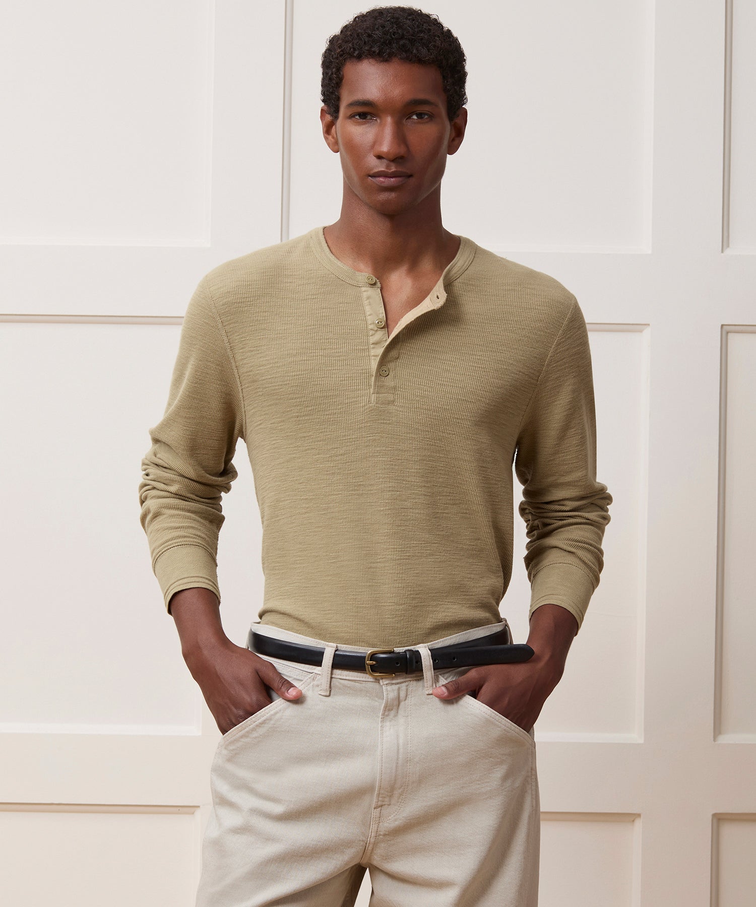 Lightweight Mini Waffle Henley - Image 2