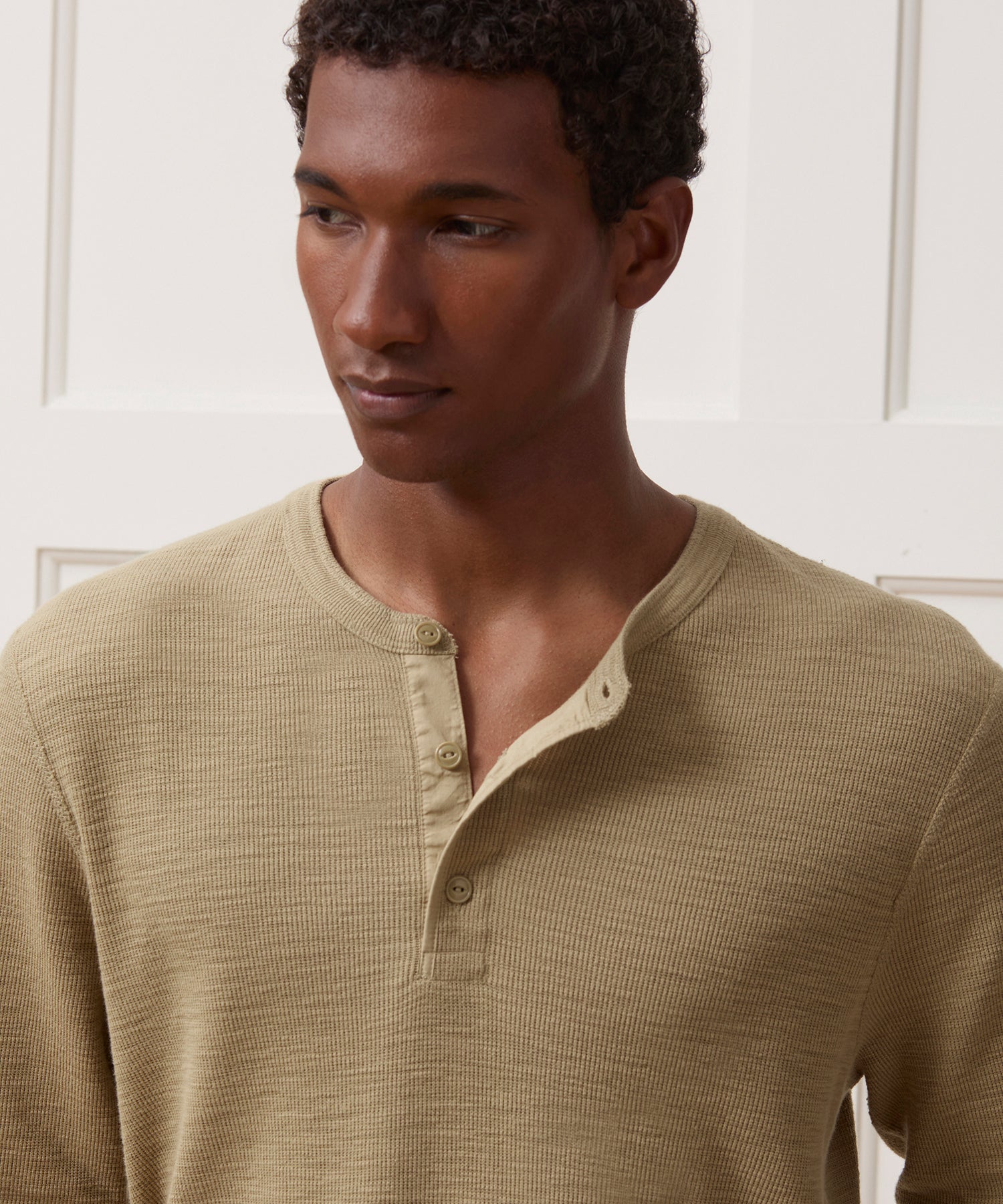 Lightweight Mini Waffle Henley - Image 4