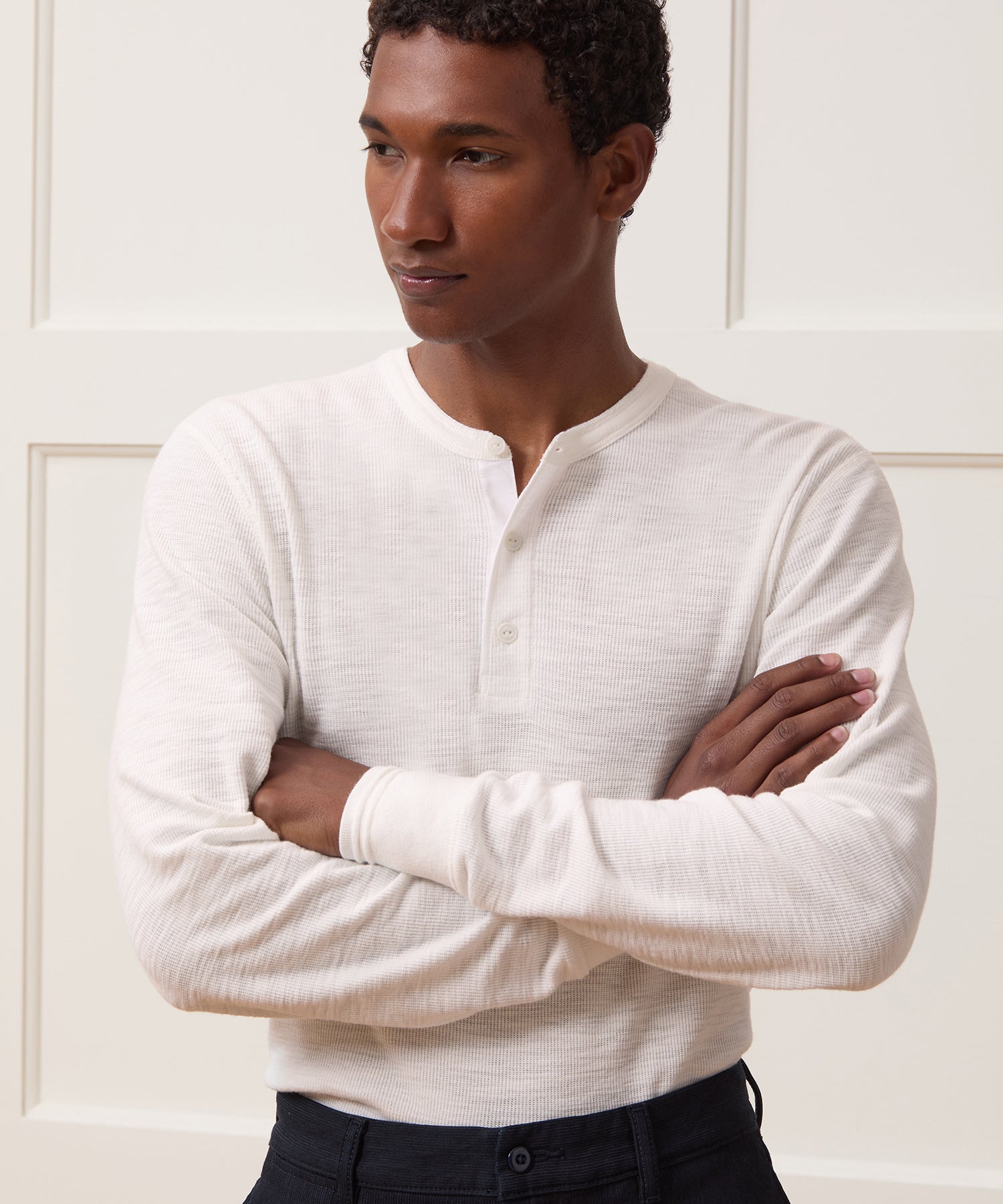 Lightweight Mini Waffle Henley - Image 2