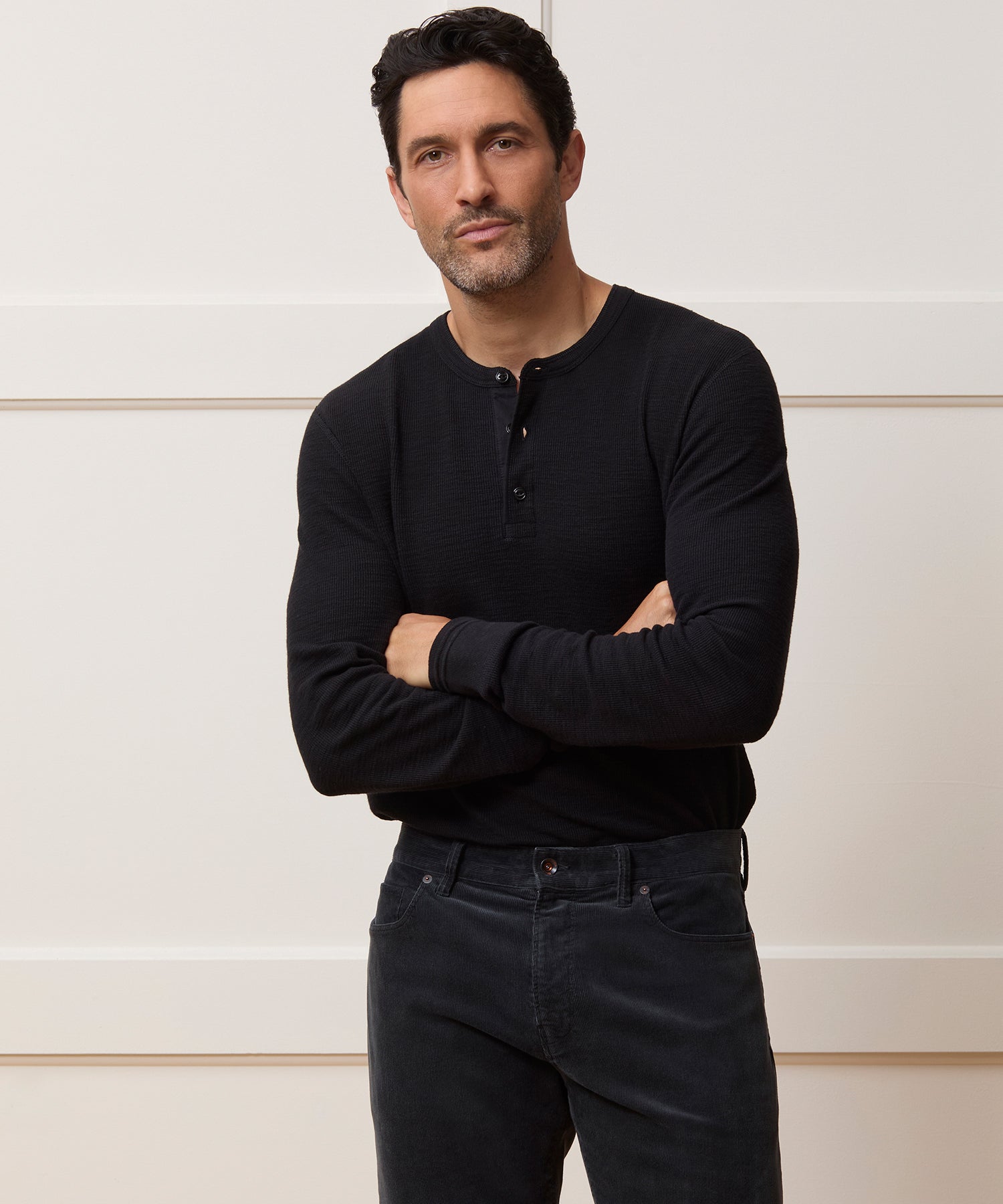 Lightweight Mini Waffle Henley - Image 2