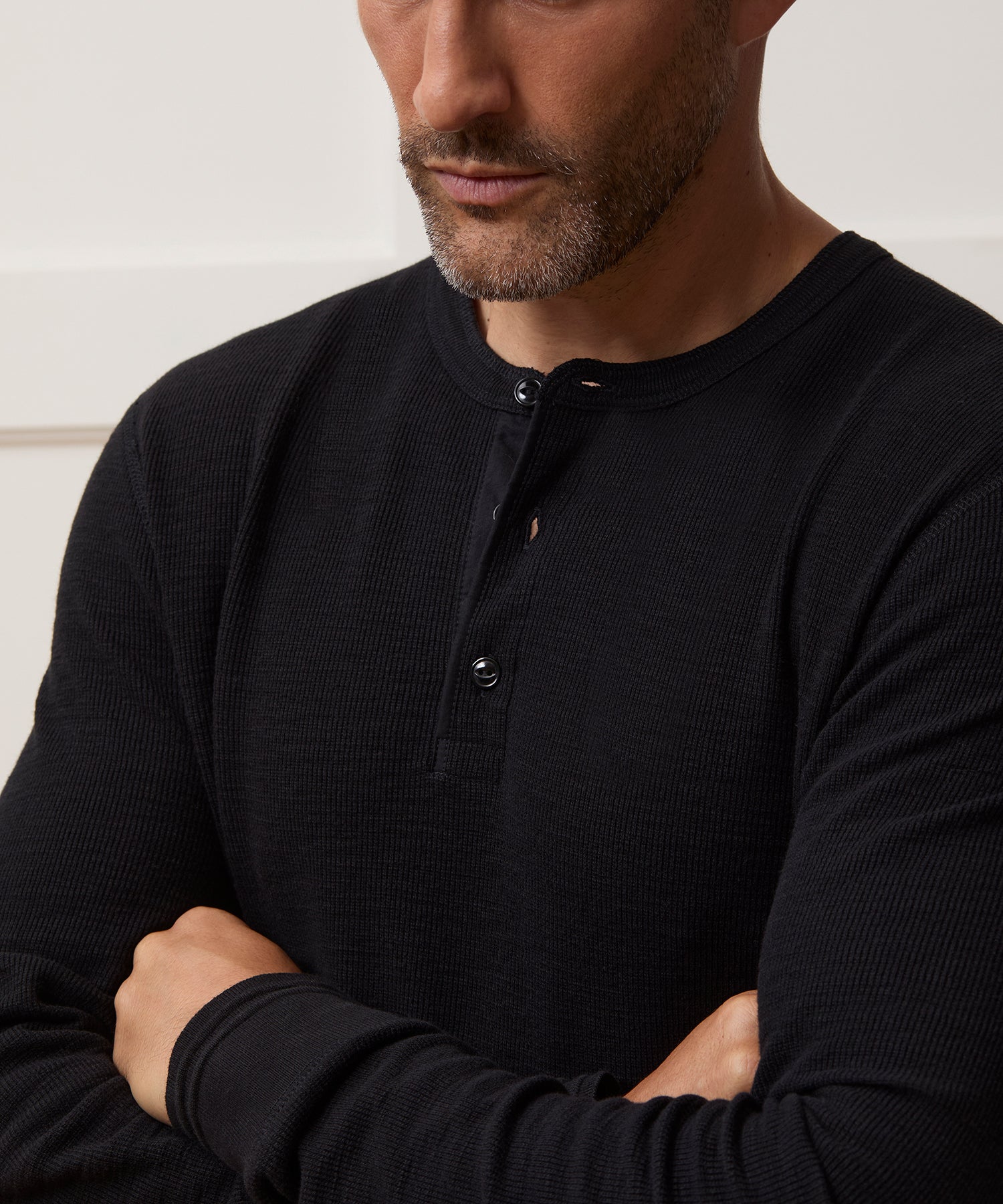 Lightweight Mini Waffle Henley - Image 4