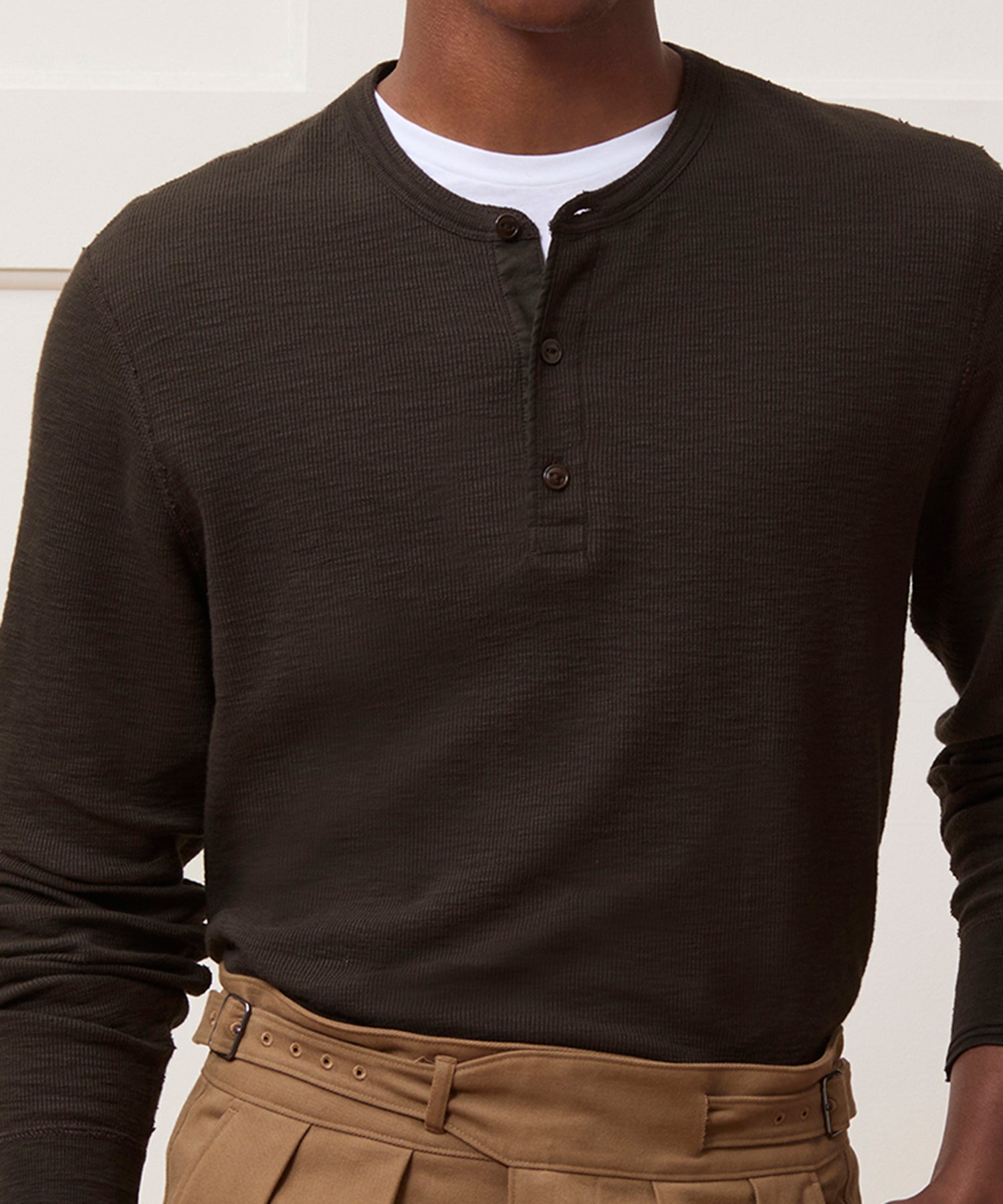 Lightweight Mini Waffle Henley - Image 4