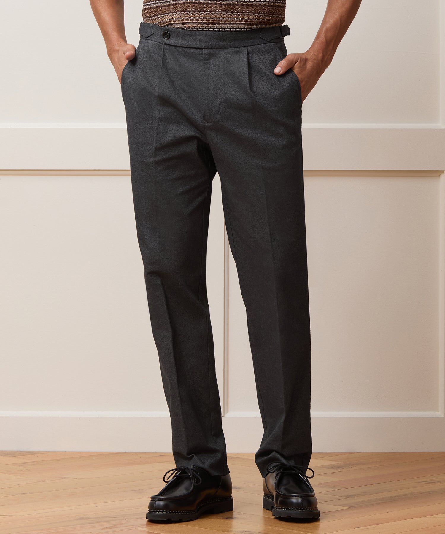 Italian Heathered Cotton Side Tab Trouser - Image 2