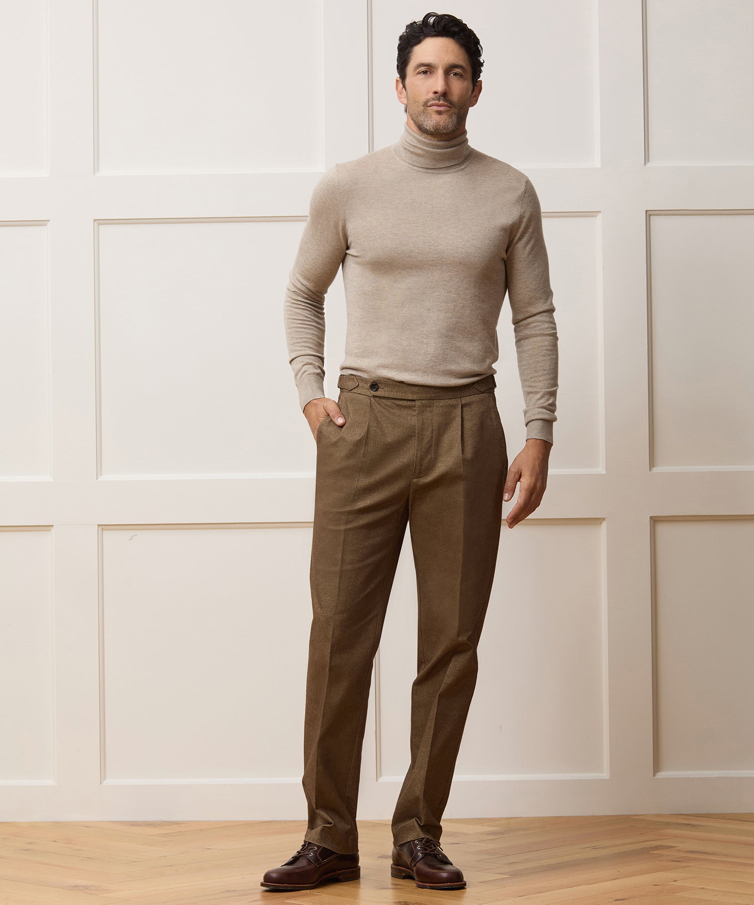 Italian Heathered Cotton Side Tab Trouser - Image 3
