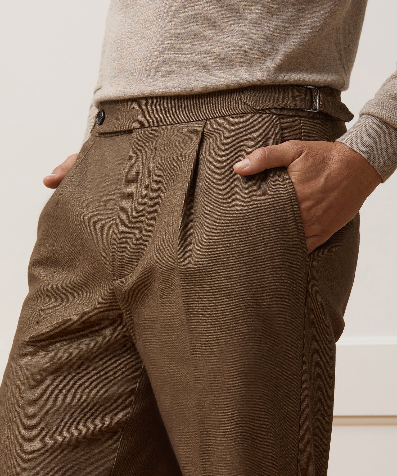 Italian Heathered Cotton Side Tab Trouser - Image 4