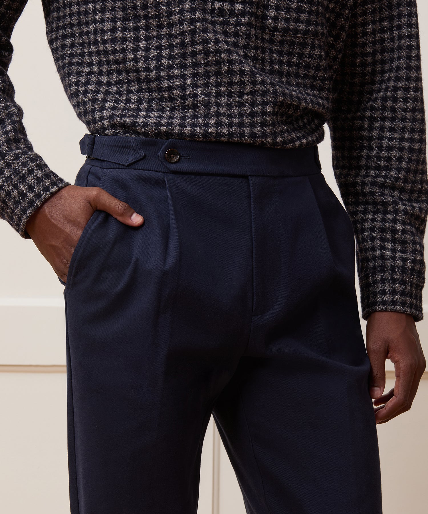 Italian Brushed Cotton Side Tab Trouser - Image 4