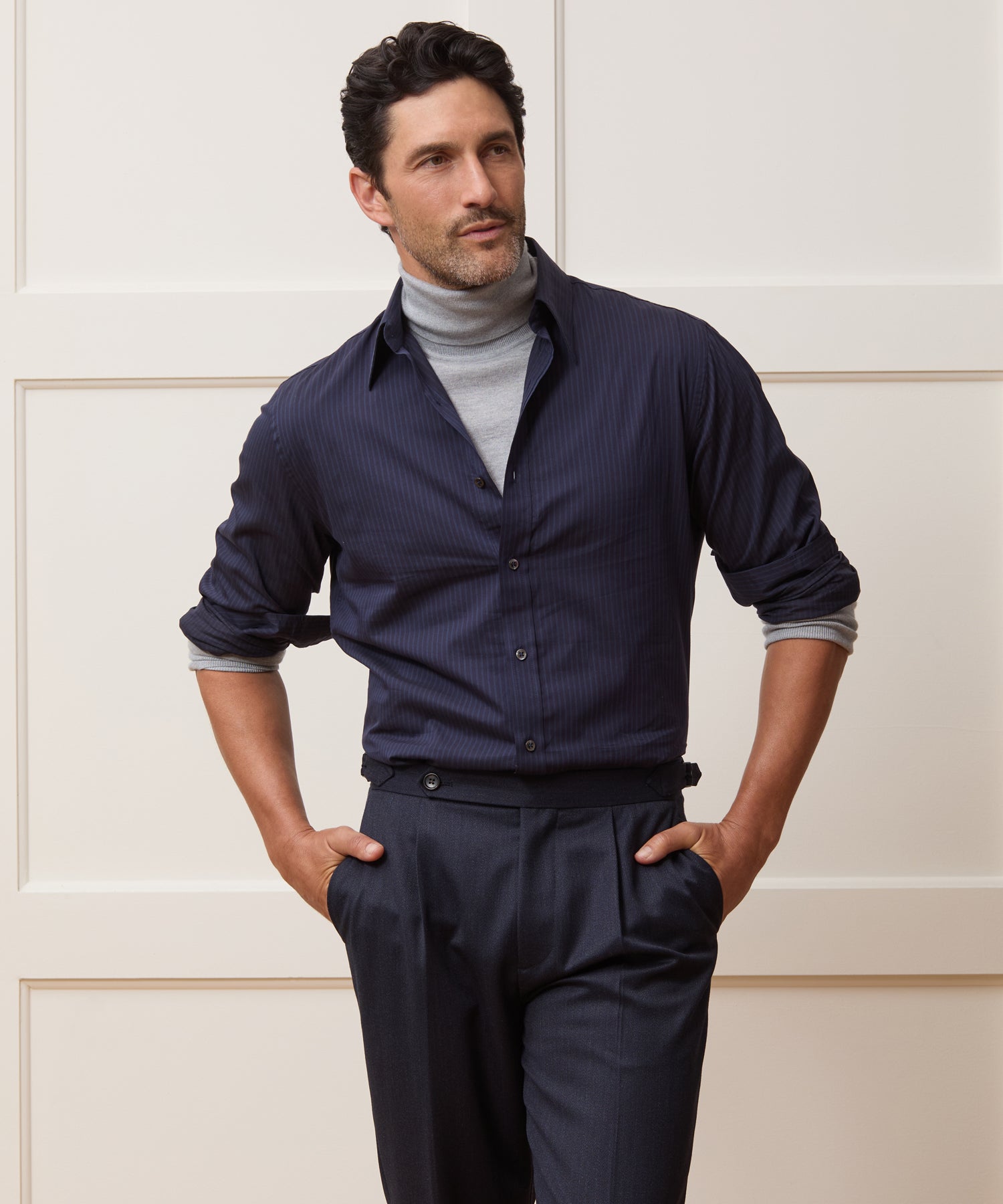 Lightweight Flannel Long Point Collar Dress Shirt - Image 2