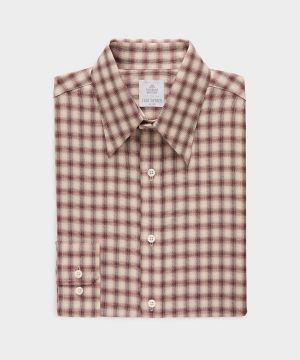 Lightweight Flannel Long Point Collar Dress Shirt