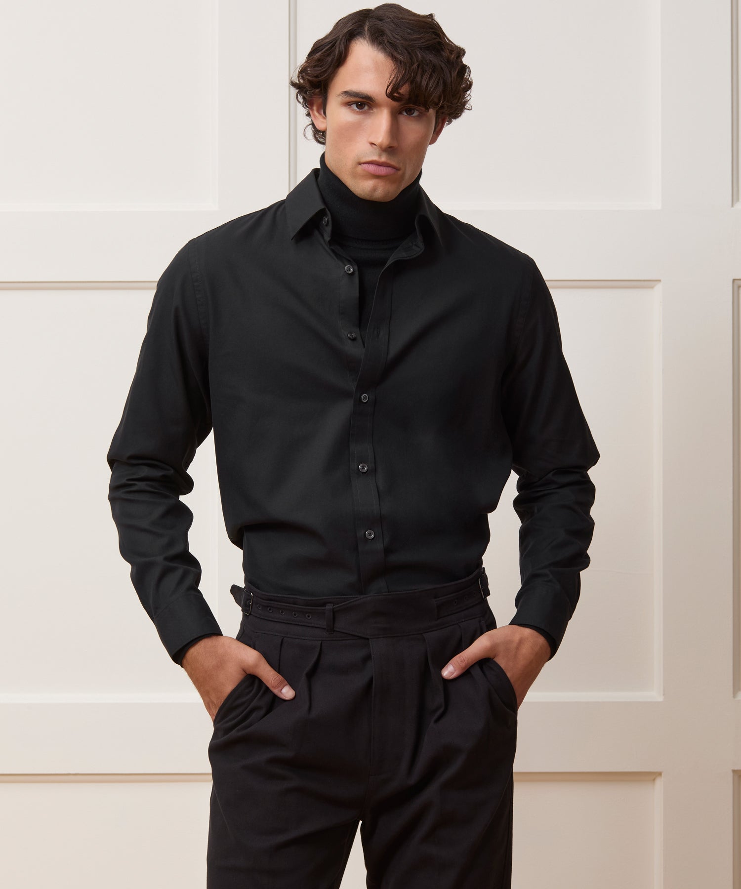 Cotton Twill Long Point Collar Shirt - Image 2