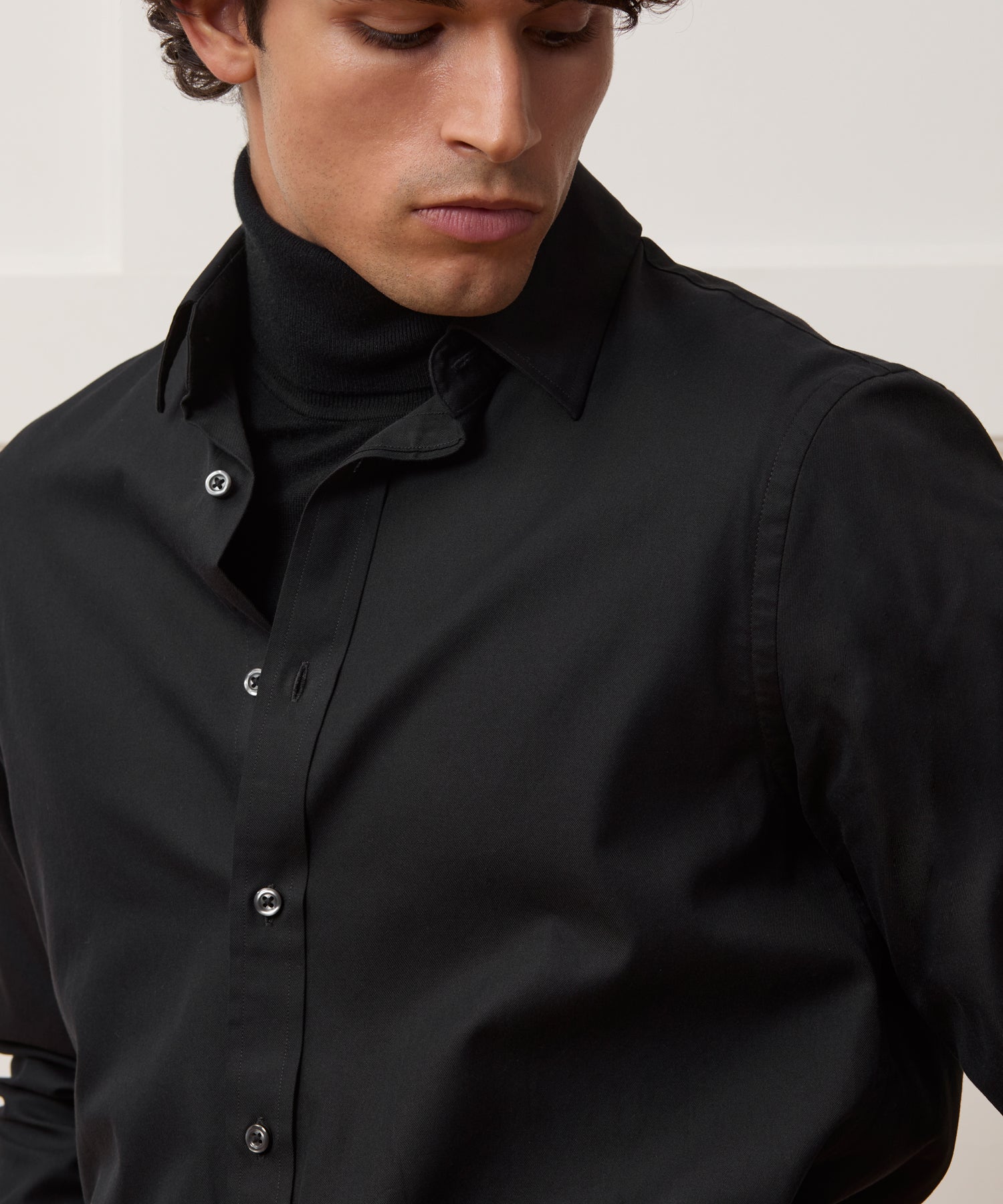Cotton Twill Long Point Collar Shirt - Image 3