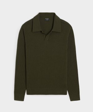 Silk-Cashmere Ribbed Montauk Sweater Polo