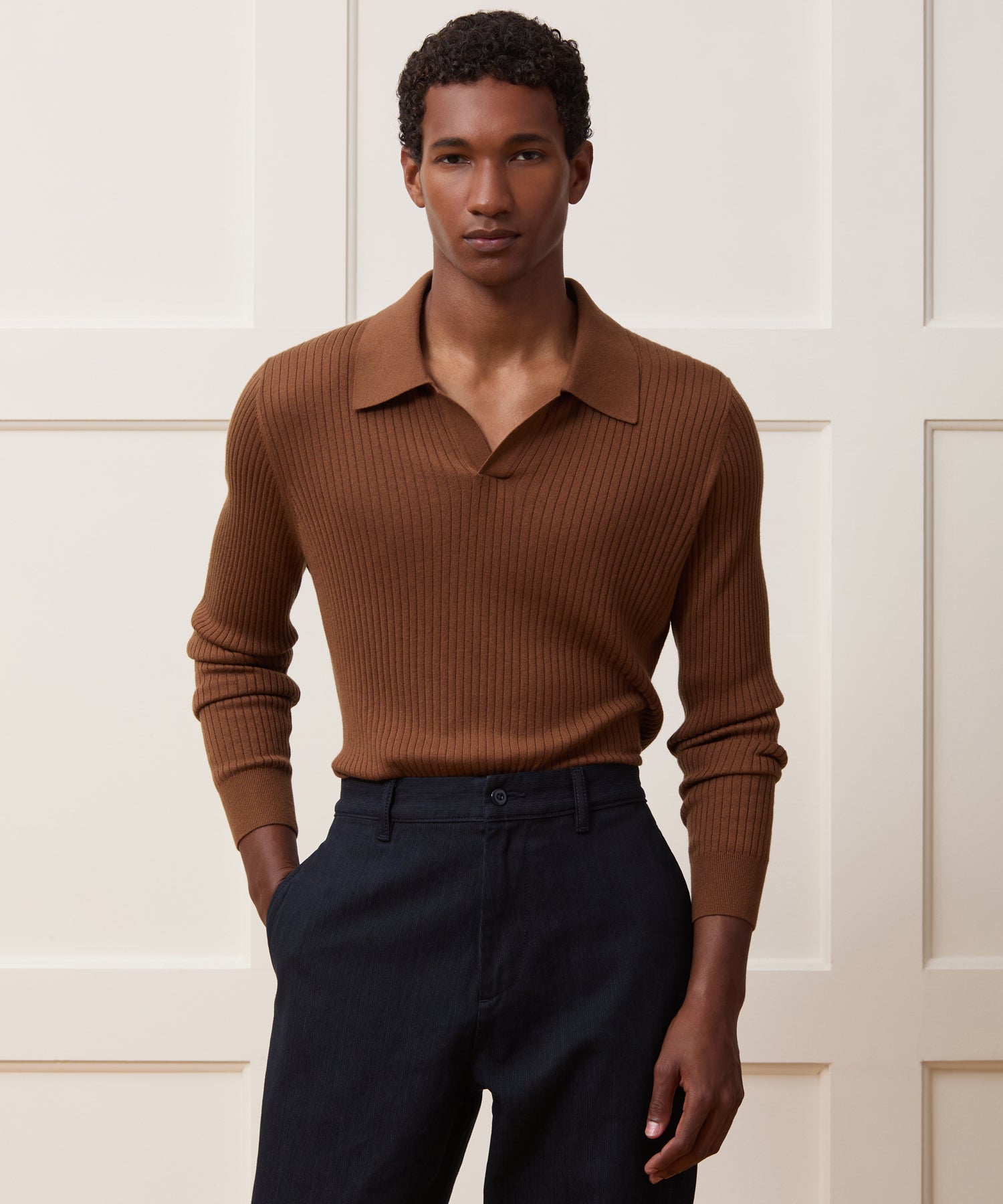Silk-Cashmere Ribbed Montauk Sweater Polo - Image 2