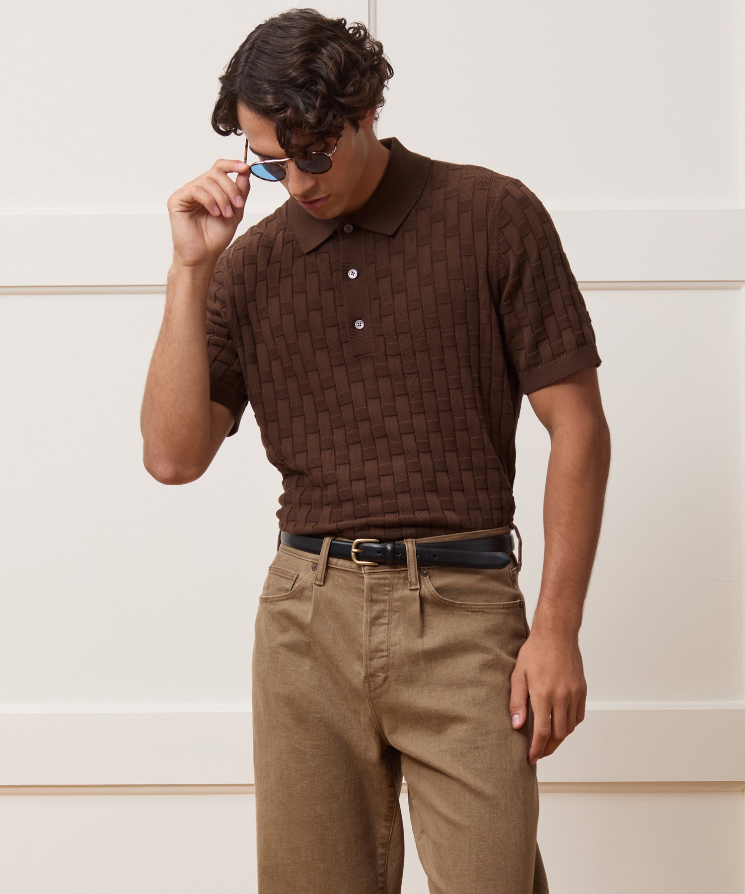 Relaxed Cotton Basketweave Sweater Polo - Image 2