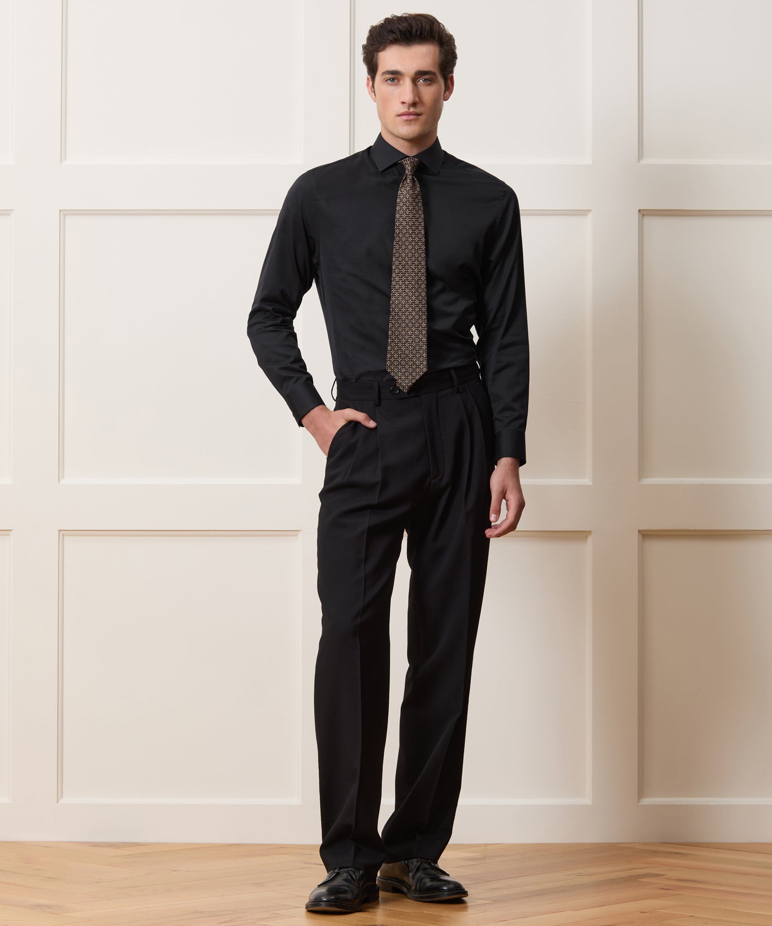 Slim Cotton-Silk Spread Collar Dress Shirt - Image 3
