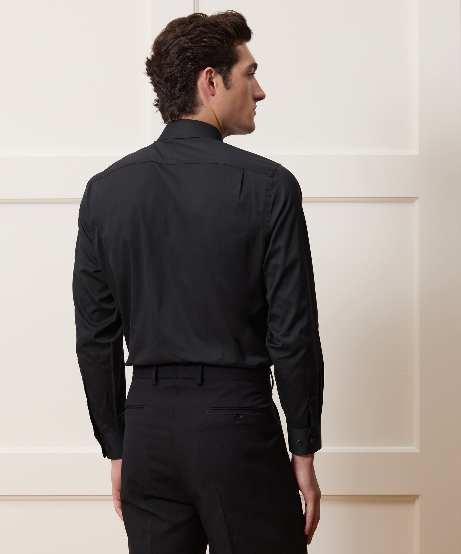 Slim Cotton-Silk Spread Collar Dress Shirt - Image 5