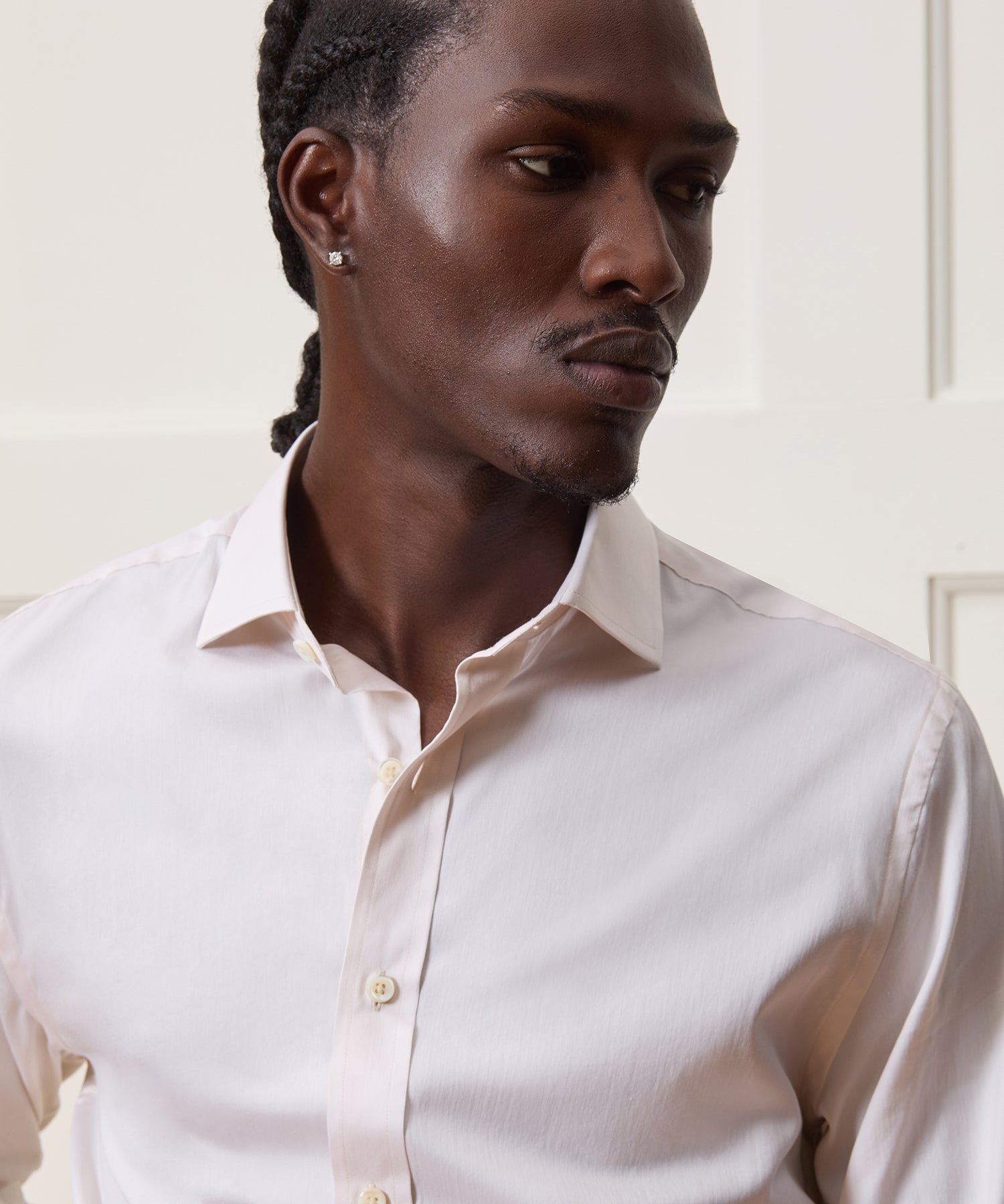 Slim Cotton-Silk Spread Collar Dress Shirt - Image 4