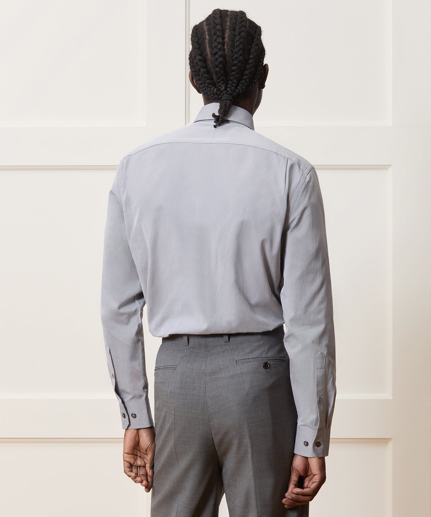 Slim Twill Long Collar Dress Shirt - Image 5