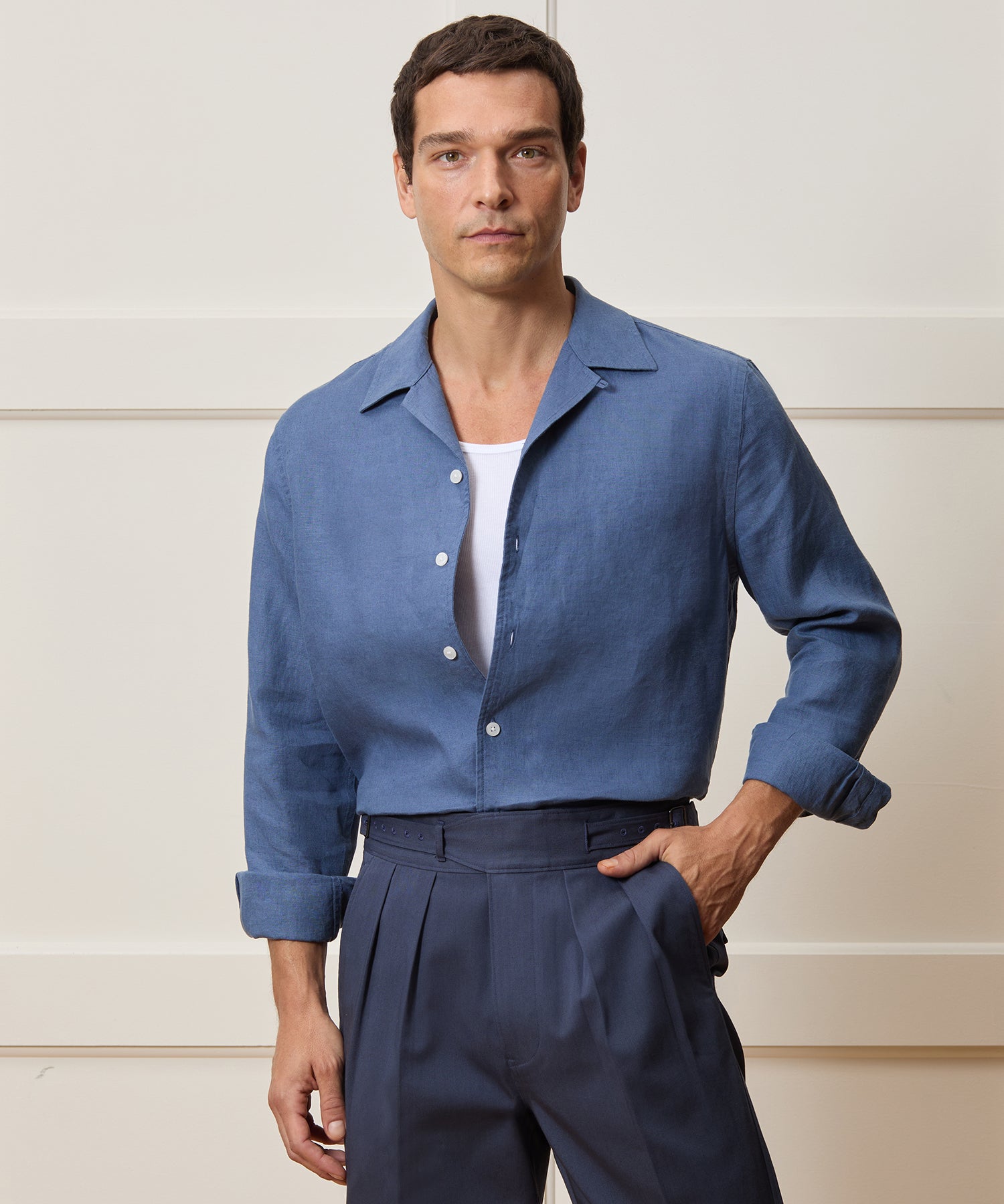 Cropped Sea Soft Irish Linen Camp Collar Shirt - Image 2