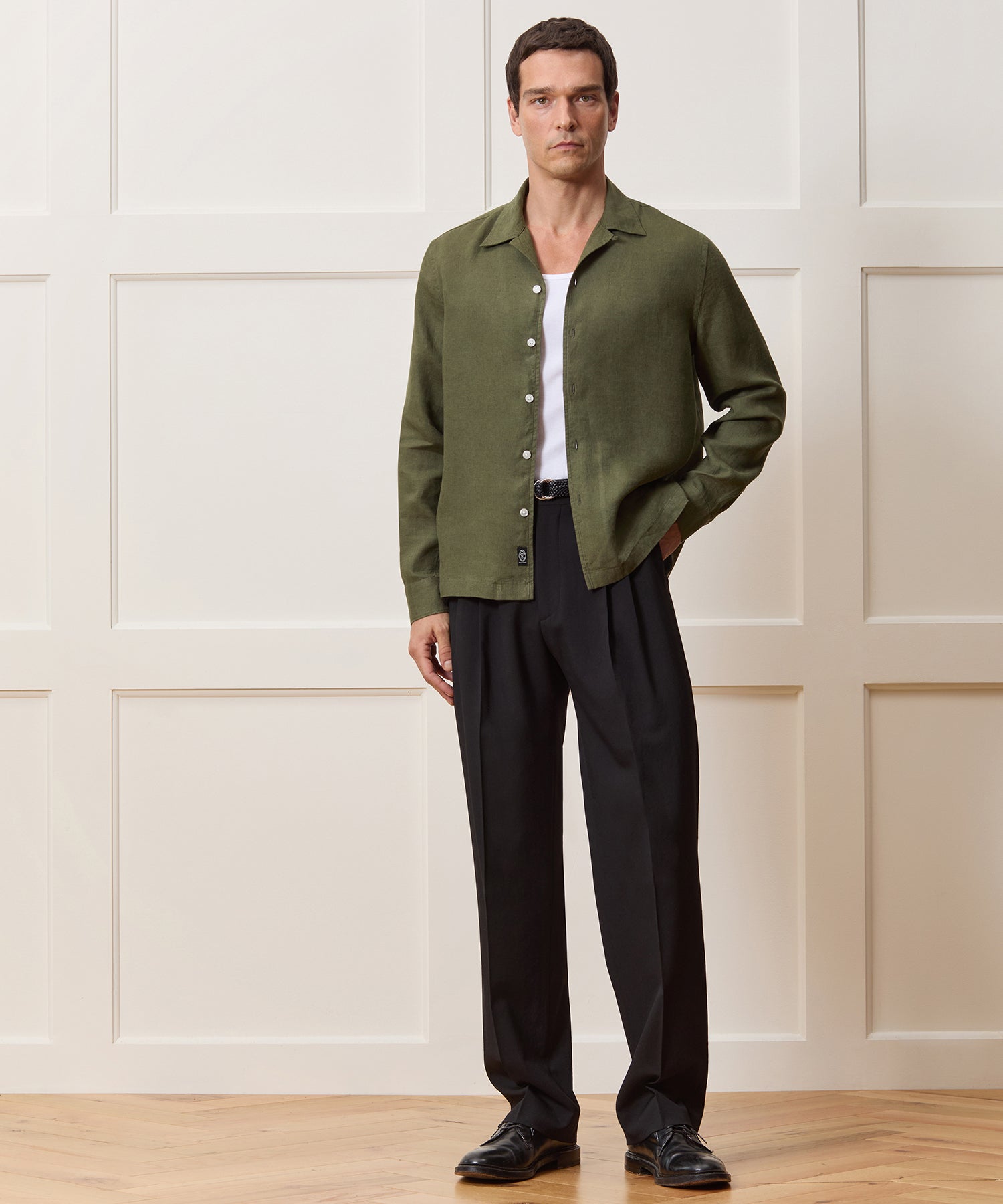 Cropped Sea Soft Irish Linen Camp Collar Shirt - Image 3