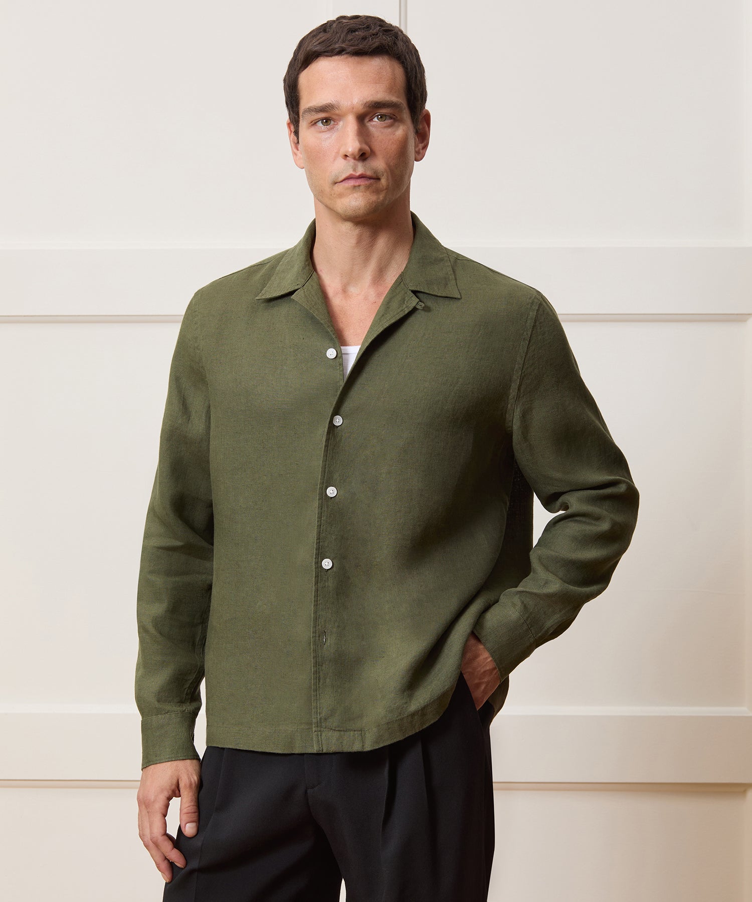 Cropped Sea Soft Irish Linen Camp Collar Shirt - Image 2