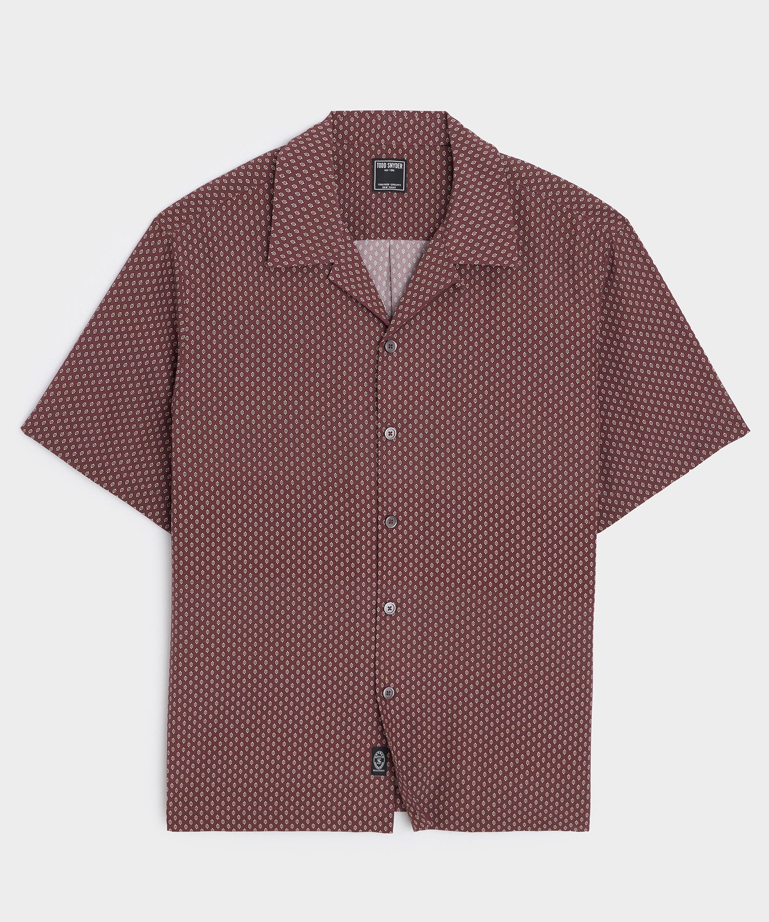 Cropped Silk Geo Camp Collar Shirt