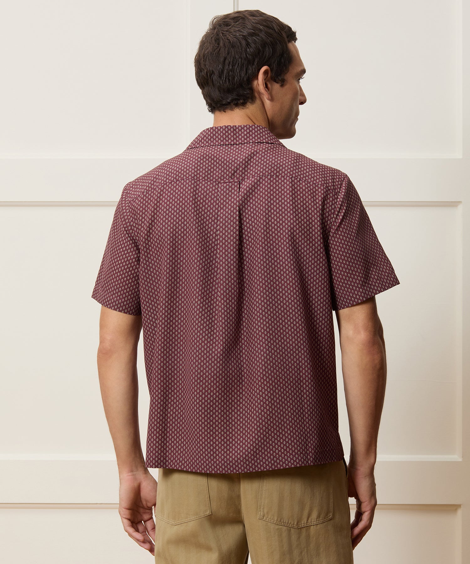 Cropped Silk Geo Camp Collar Shirt - Image 5