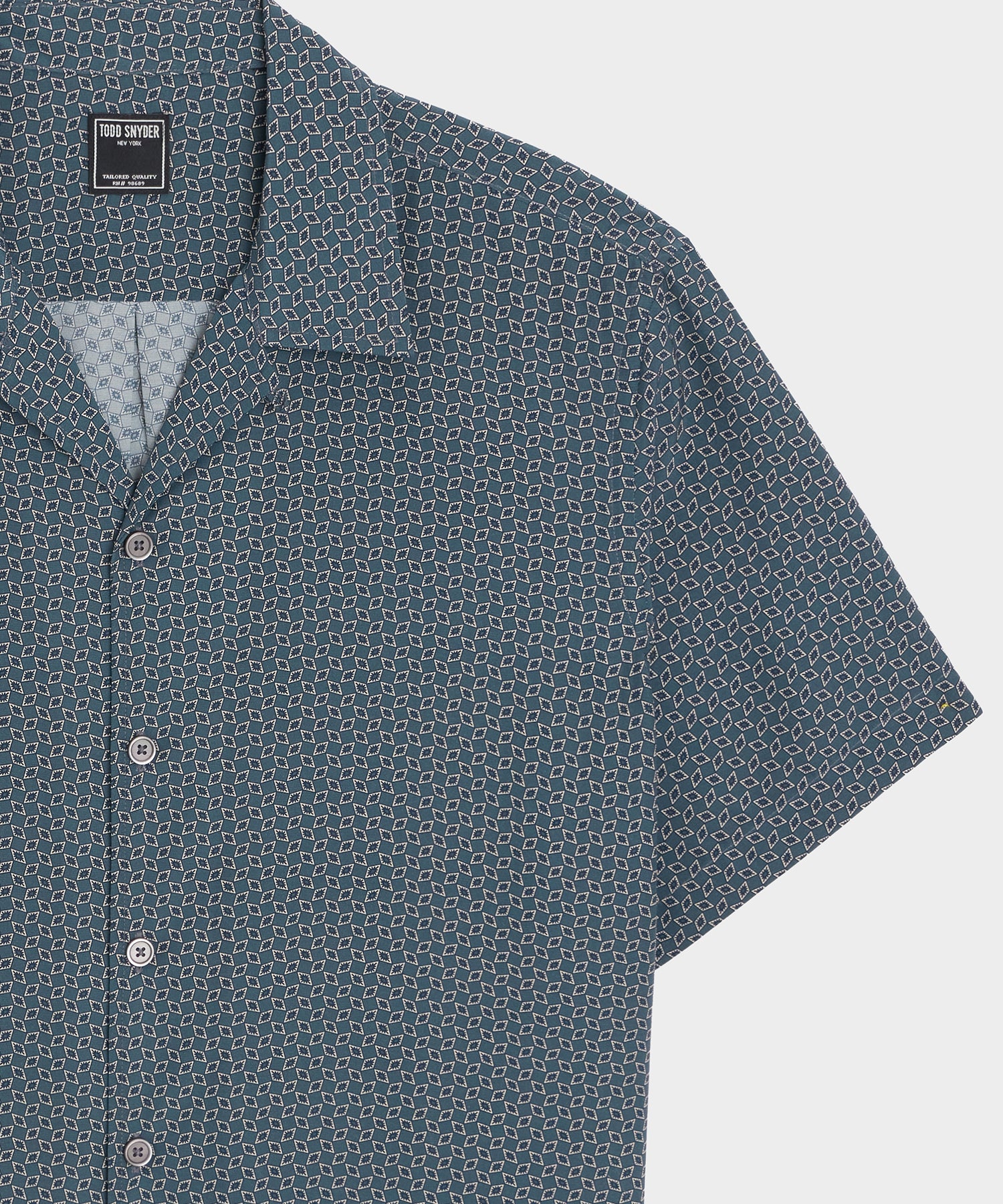 Cropped Silk Geo Camp Collar Shirt - Image 6