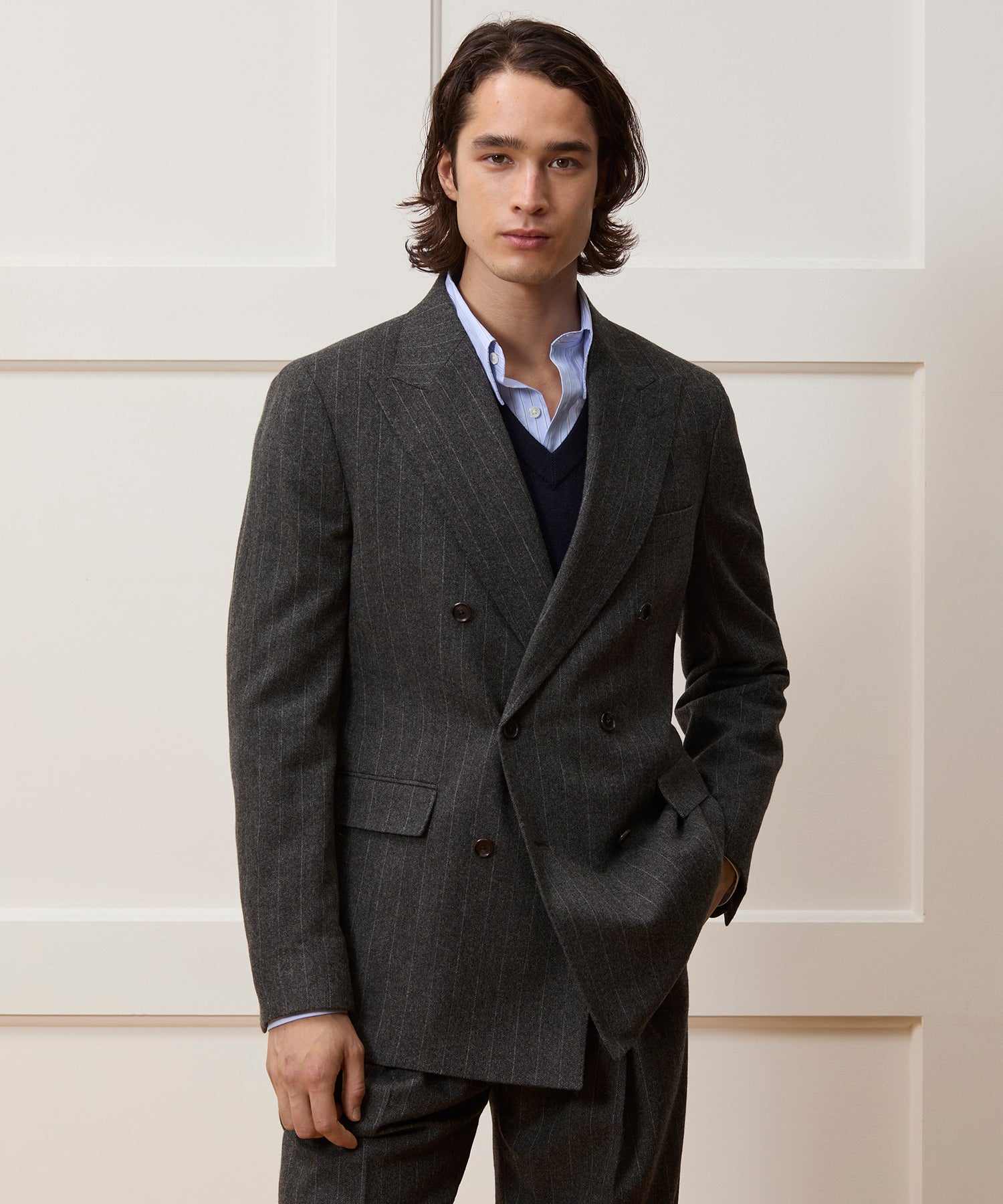 Italian Flannel Pinstripe Double-Breasted Wythe Suit - Image 2