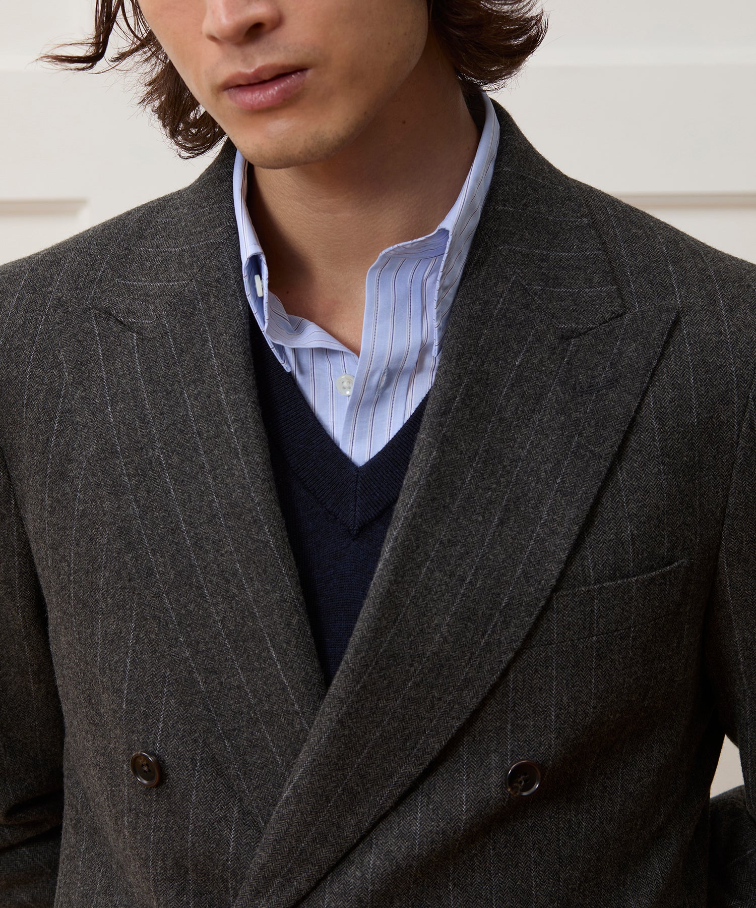 Italian Flannel Pinstripe Double-Breasted Wythe Suit - Image 3
