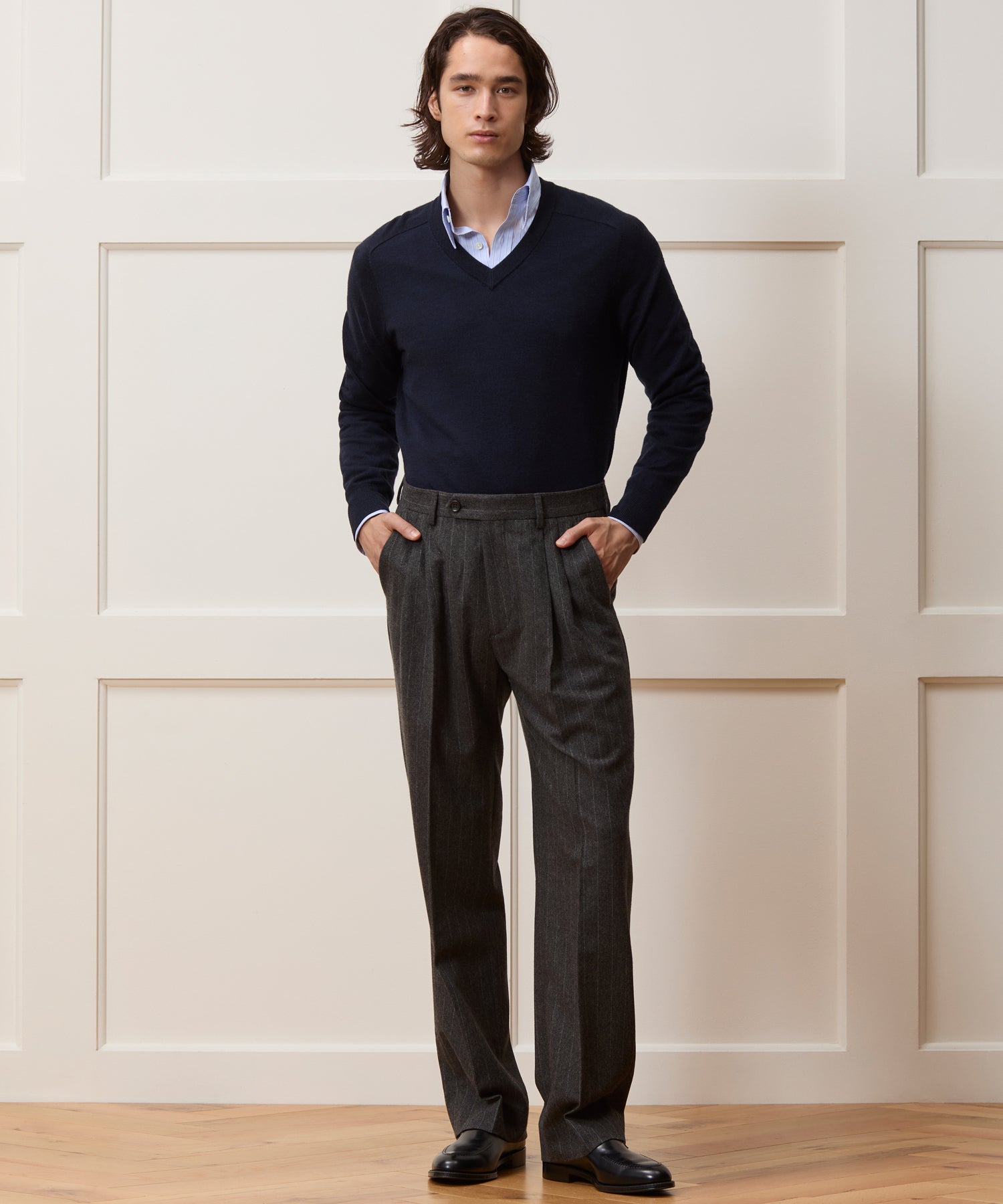 Italian Flannel Pinstripe Double-Breasted Wythe Suit - Image 5