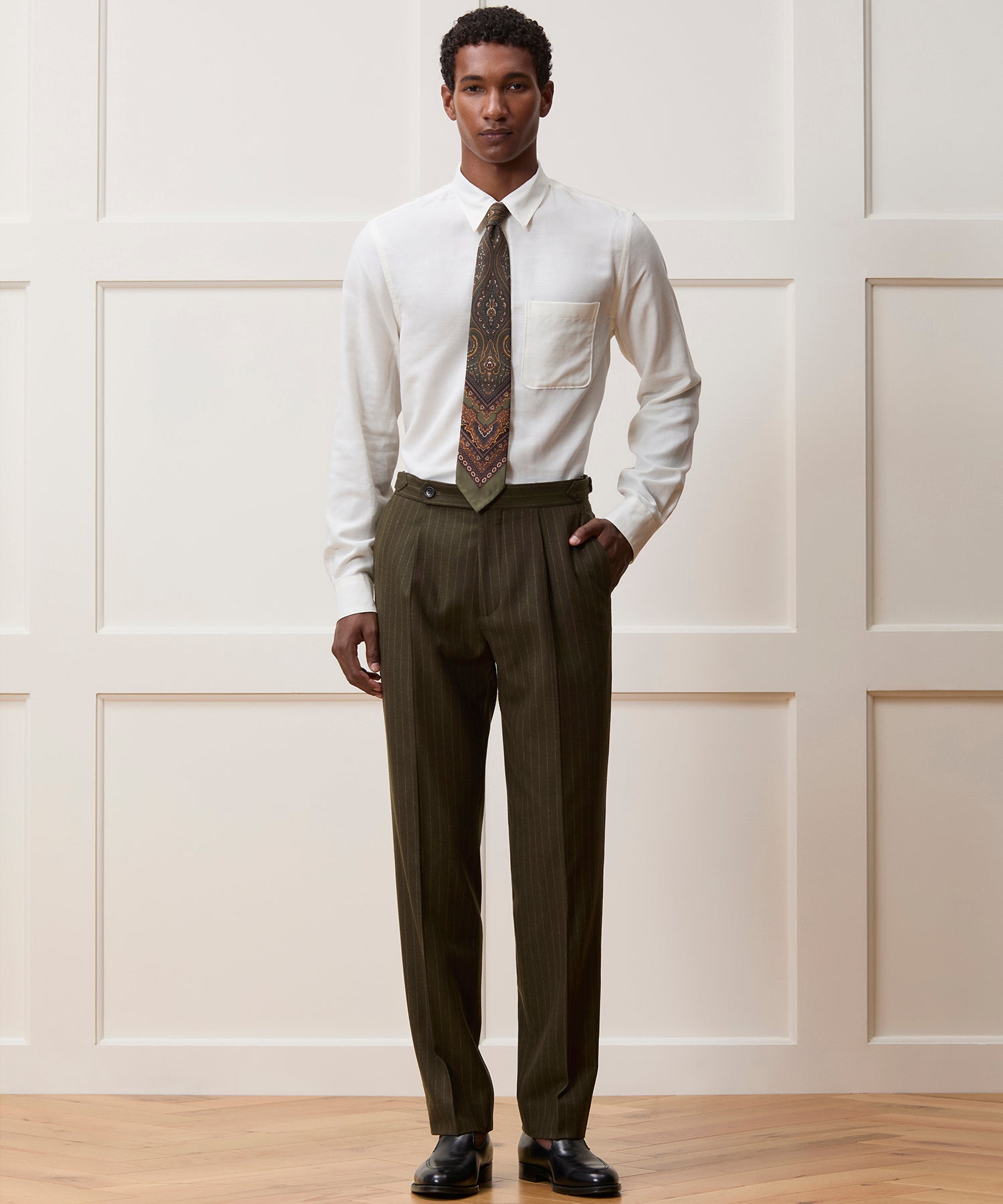 Italian Flannel Pinstripe Side Tab Trouser - Image 3
