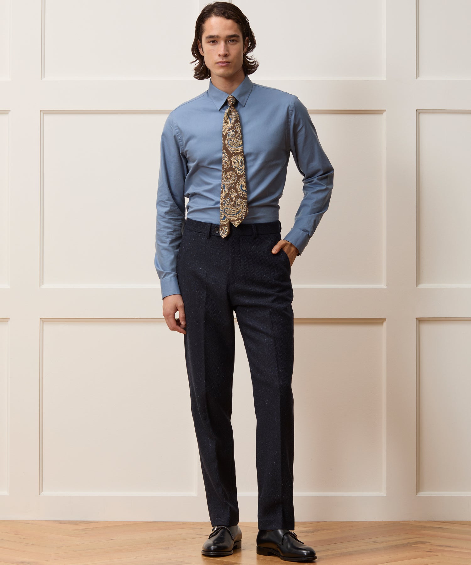 Cotton Twill Long Point Collar Shirt - Image 5