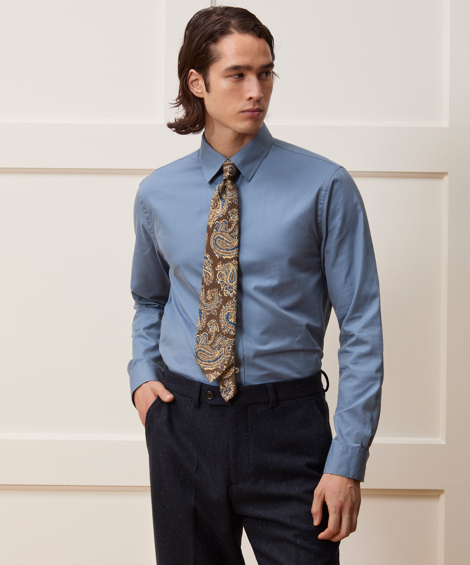 Cotton Twill Long Point Collar Shirt - Image 2