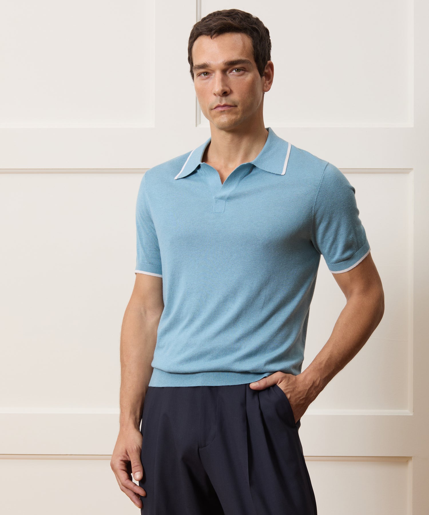 Silk-Cashmere Tipped Montauk Sweater Polo - Image 2