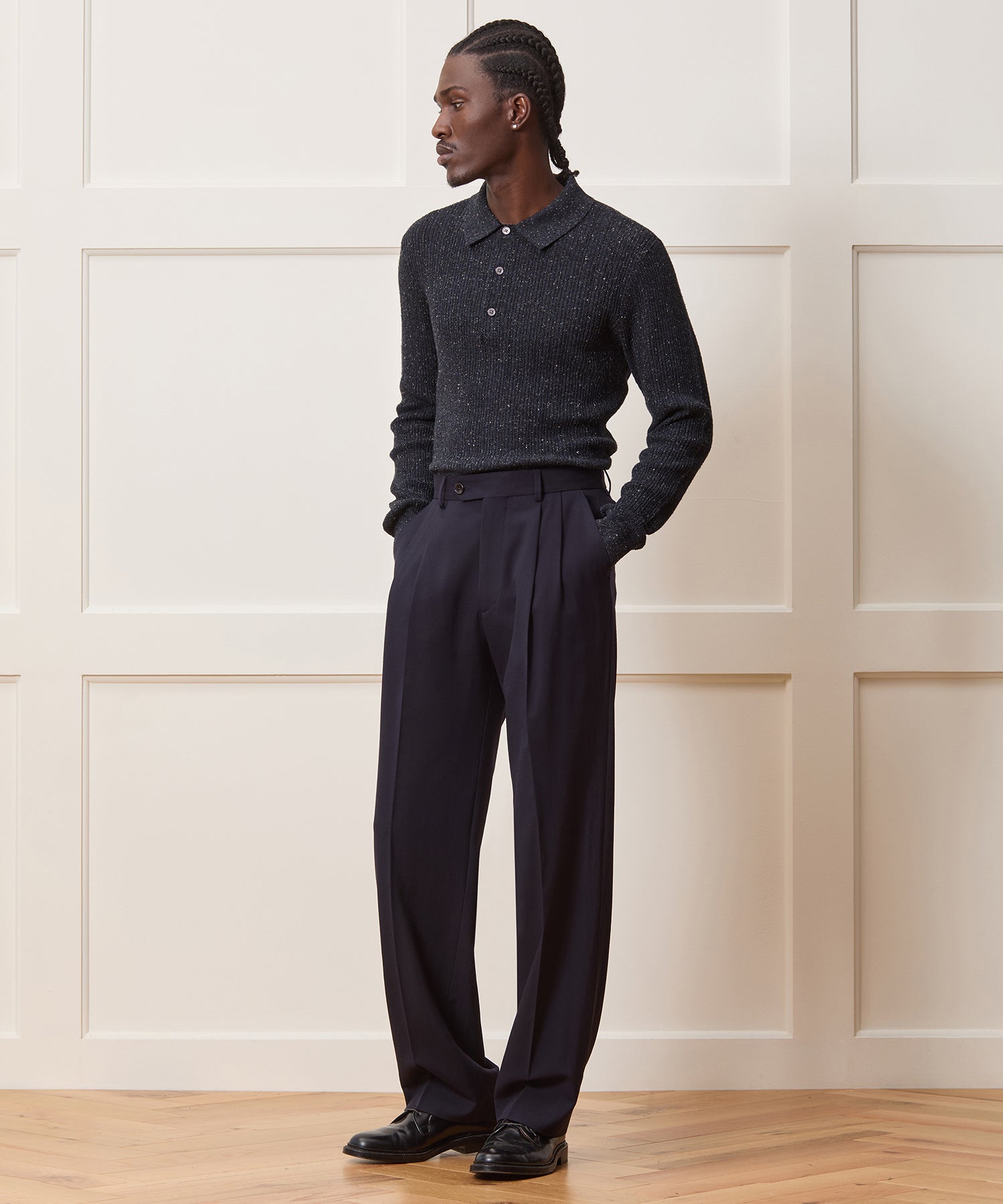 Textured Wool Sweater Polo - Image 3