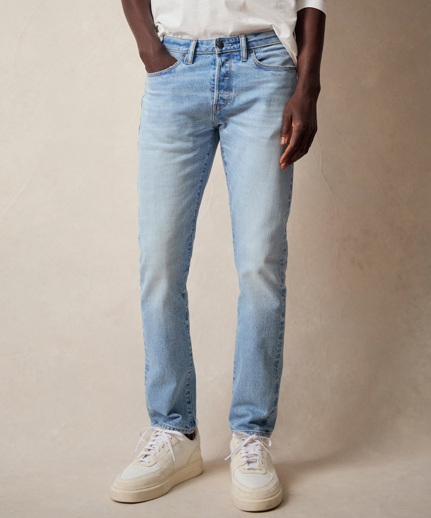 Slim Japanese Selvedge Stretch Jean in Light Indigo - Image 2