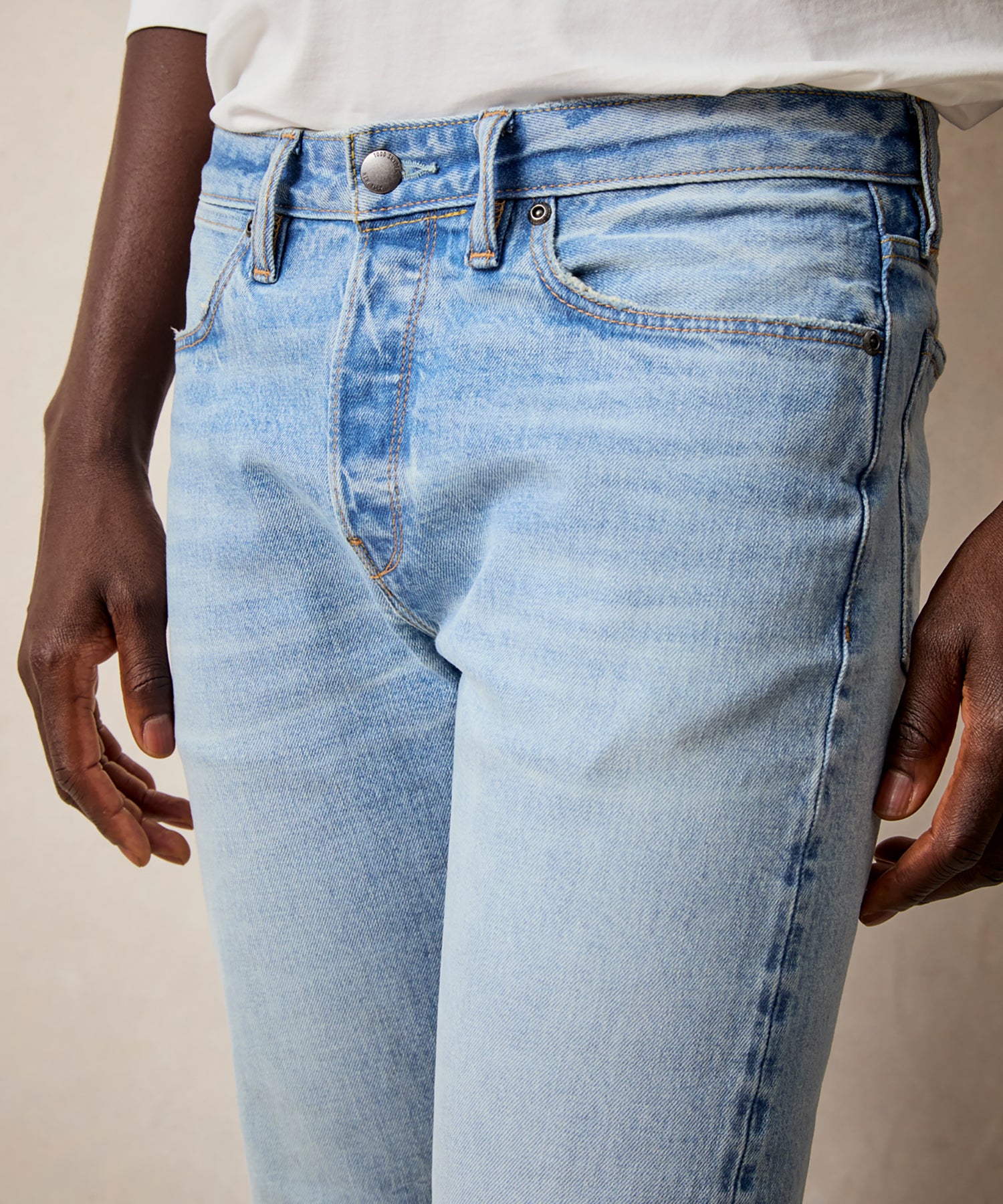 Slim Japanese Selvedge Stretch Jean in Light Indigo - Image 6