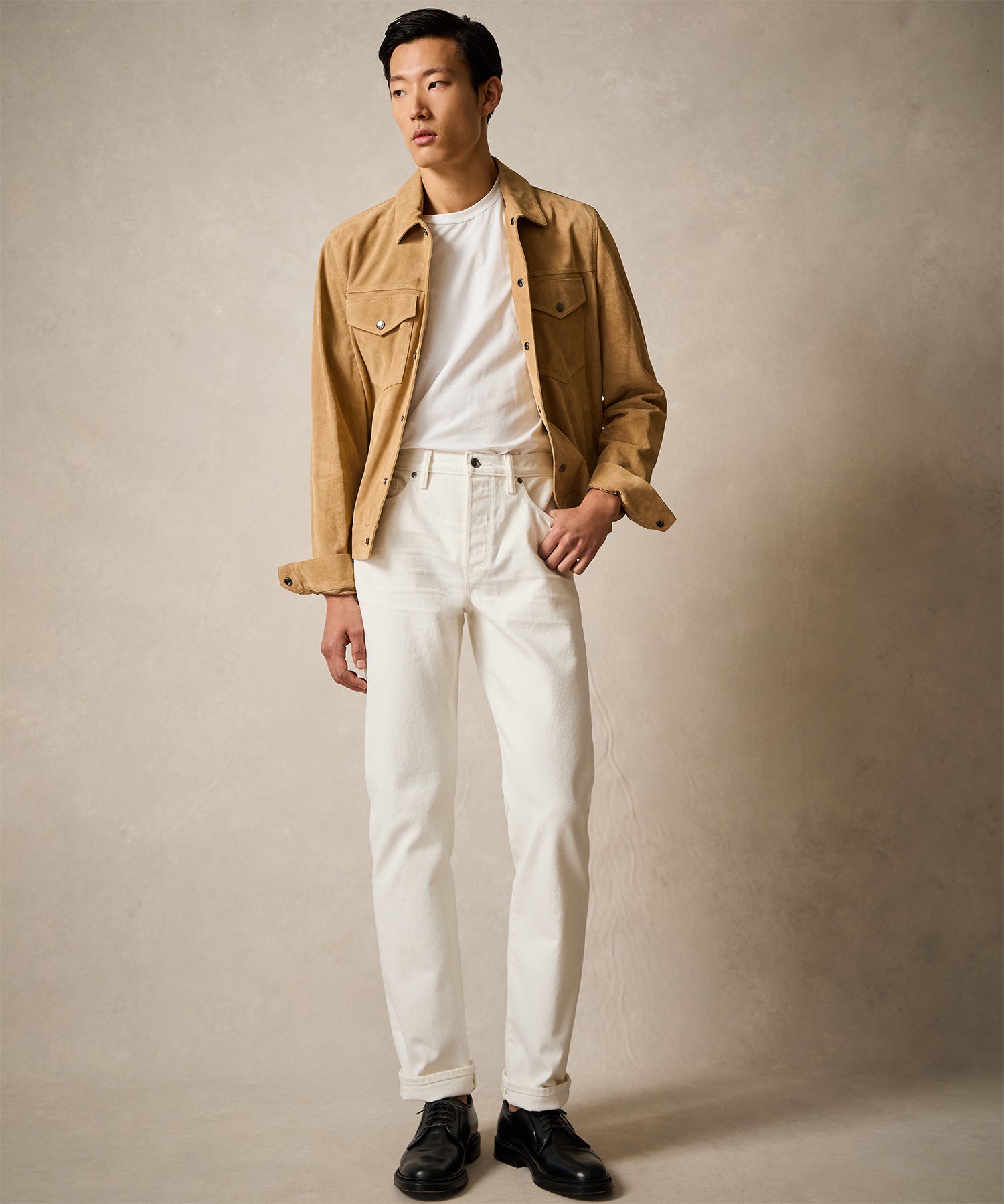 Straight Japanese Selvedge Stretch Jean in White - Image 3