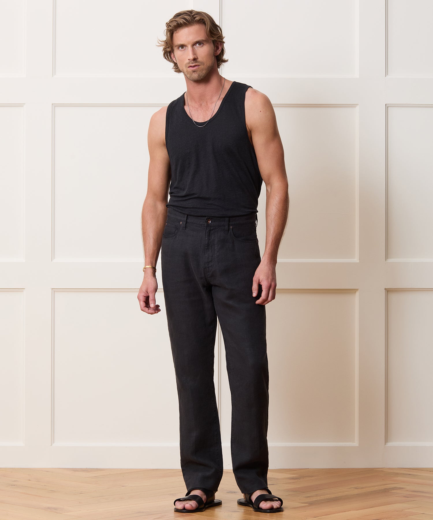 Straight Fit 5-Pocket Linen Pant - Image 4