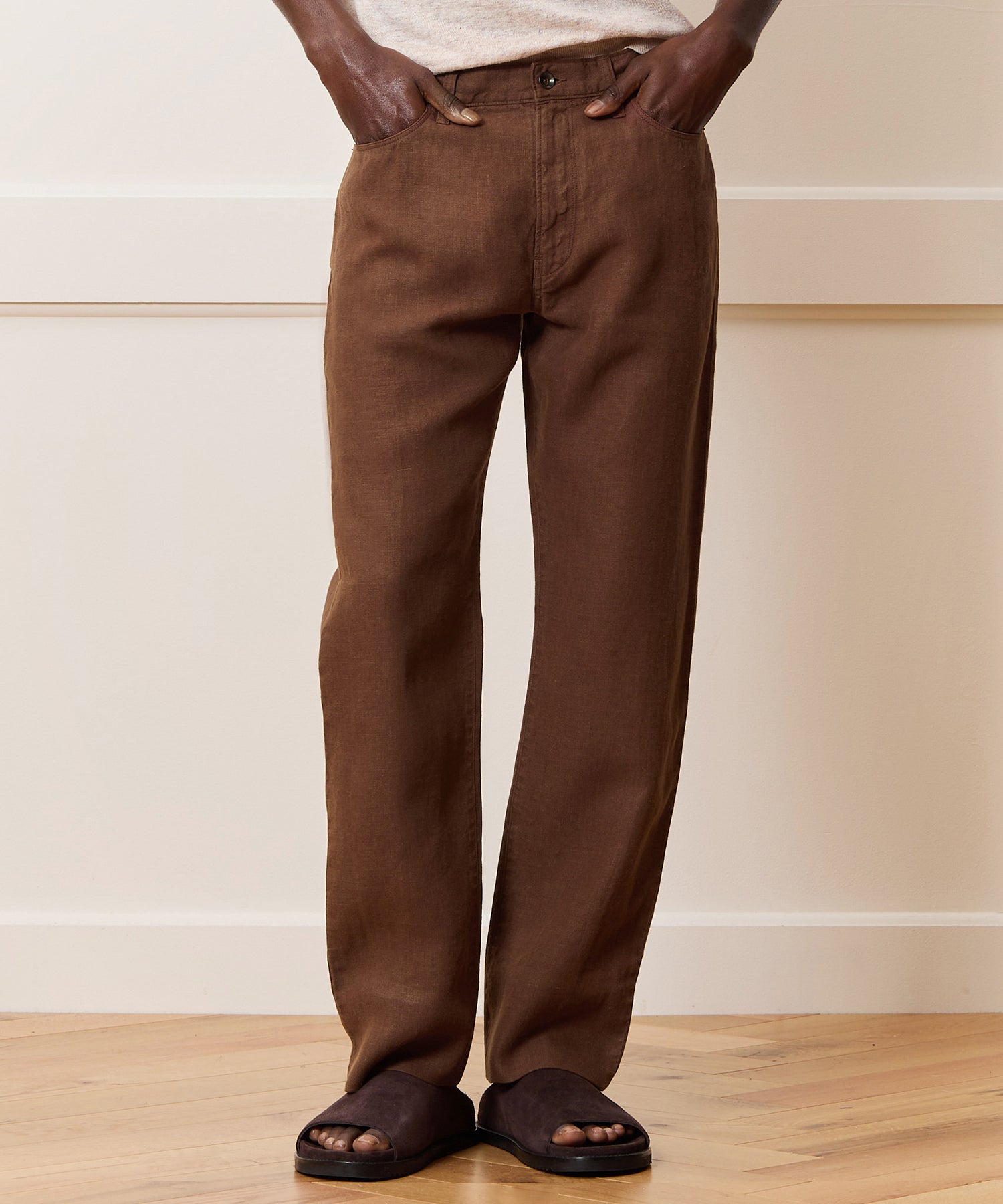 Straight Fit 5-Pocket Linen Pant - Image 2