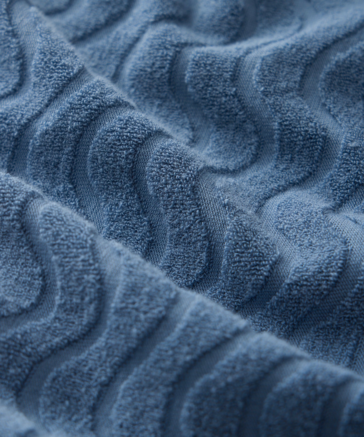 Wave Jacquard Terry Guayabera Polo Shirt in Steel Blue - Image 3