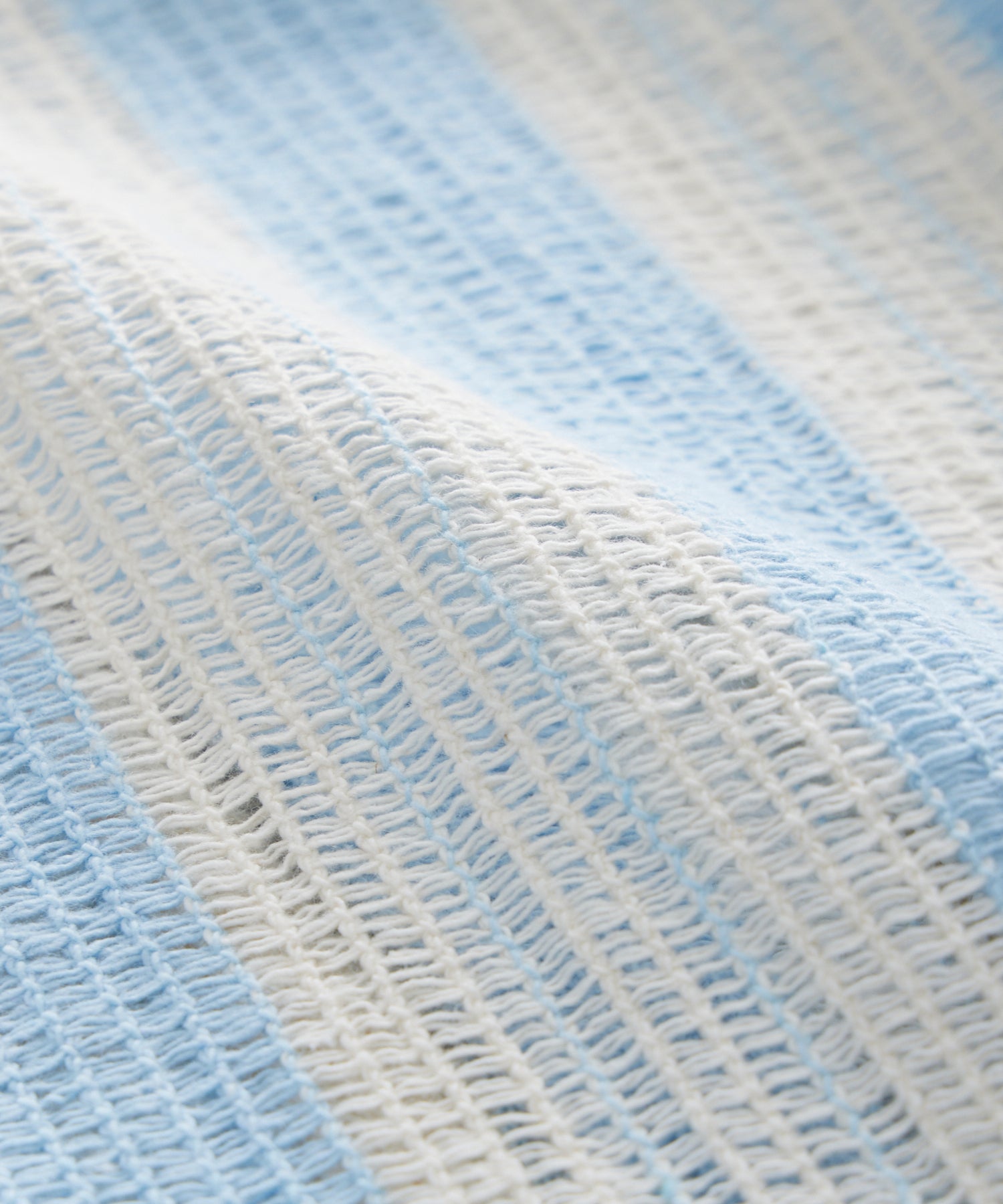 Striped Open-Knit Guayabera Polo Shirt in Blue Haze - Image 3