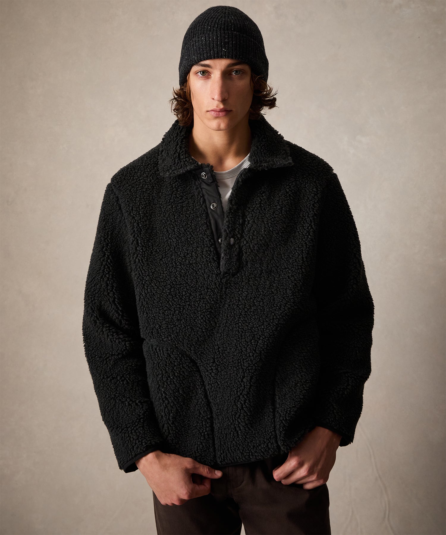 Sherpa Snap Pullover in Charcoal - Image 2