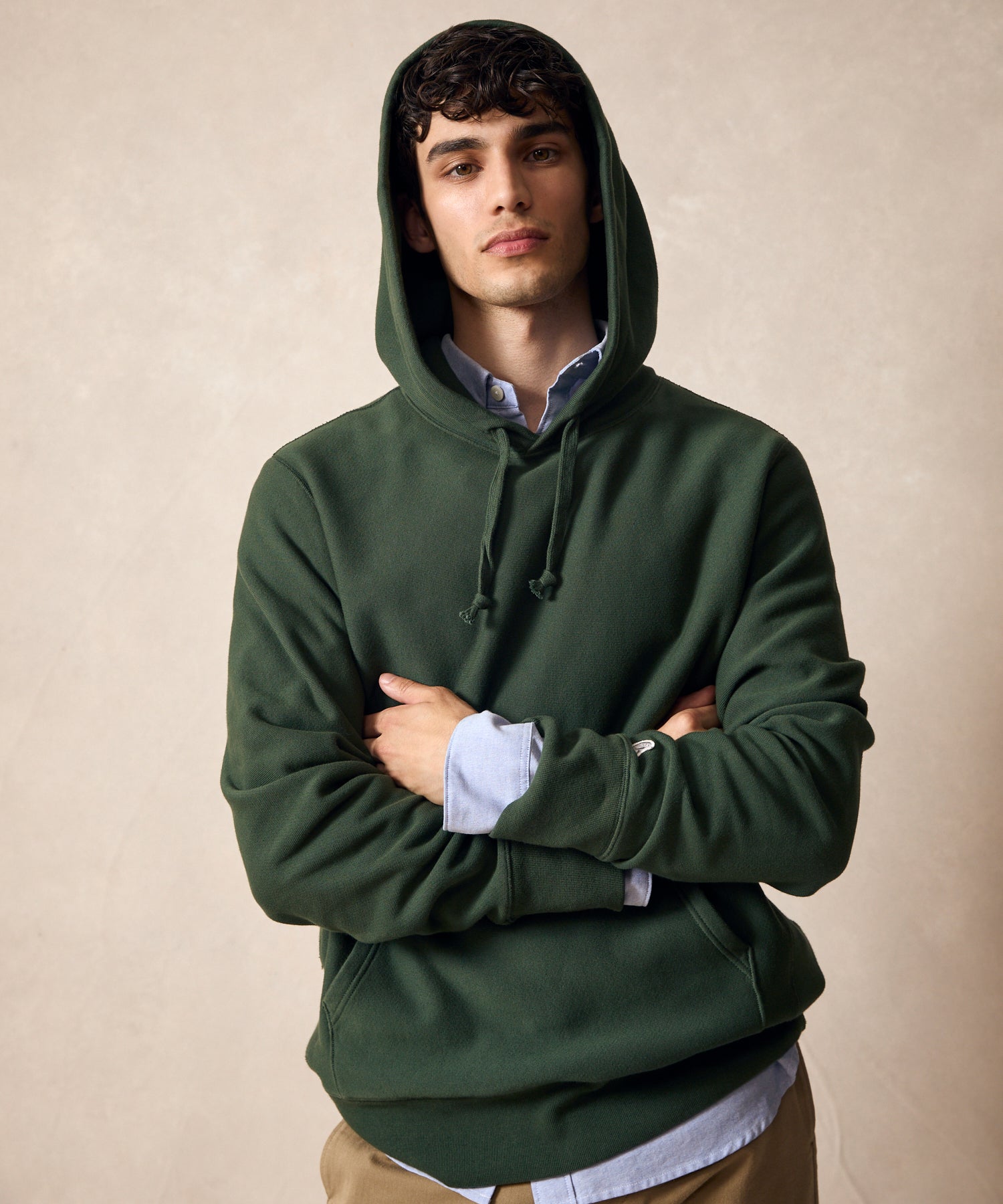 Champion Midweight Popover Hoodie Sweatshirt in Evergreen - Image 2