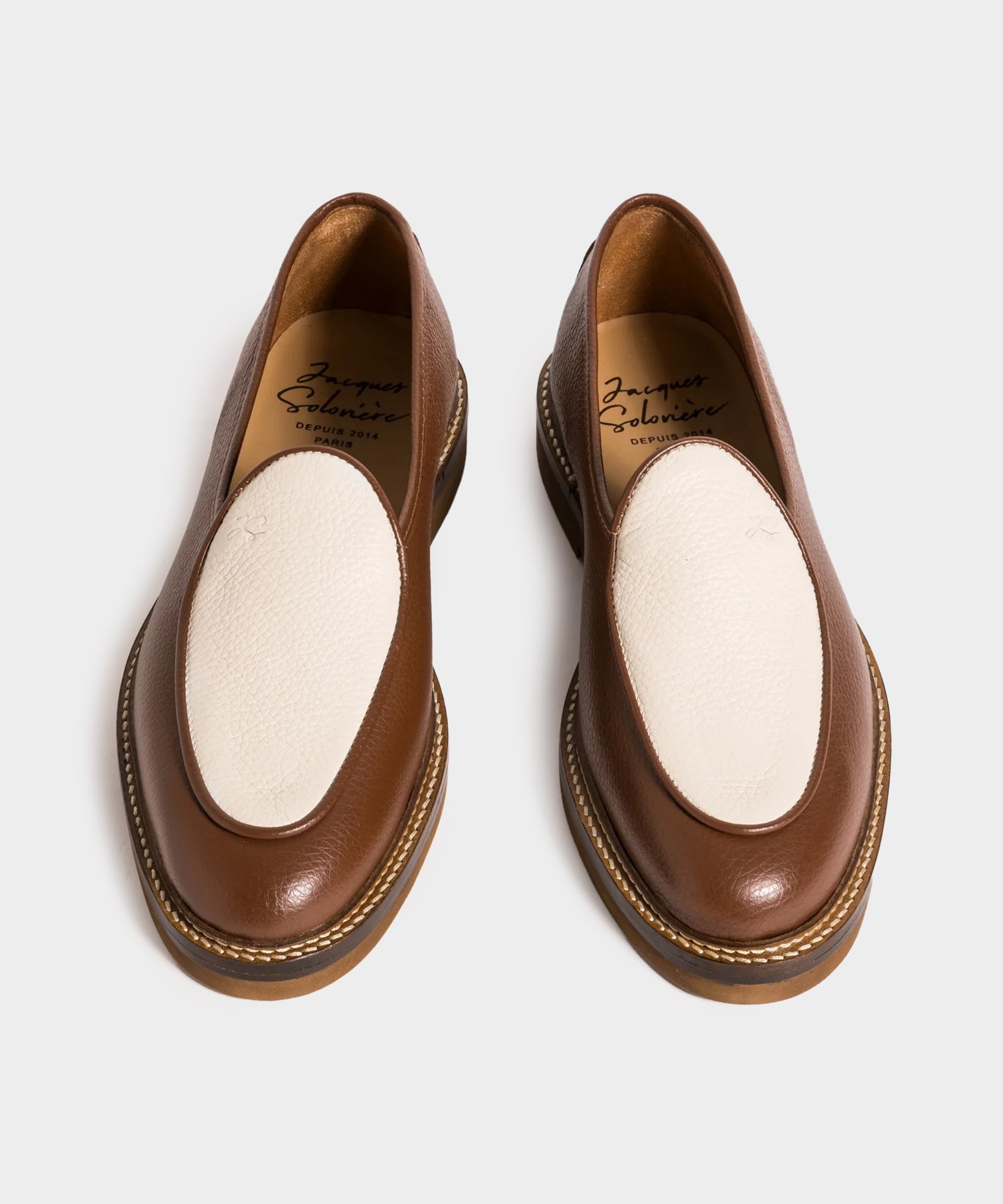 Jacques Solovi??re Lex Loafer in Brown & Cream - Image 2