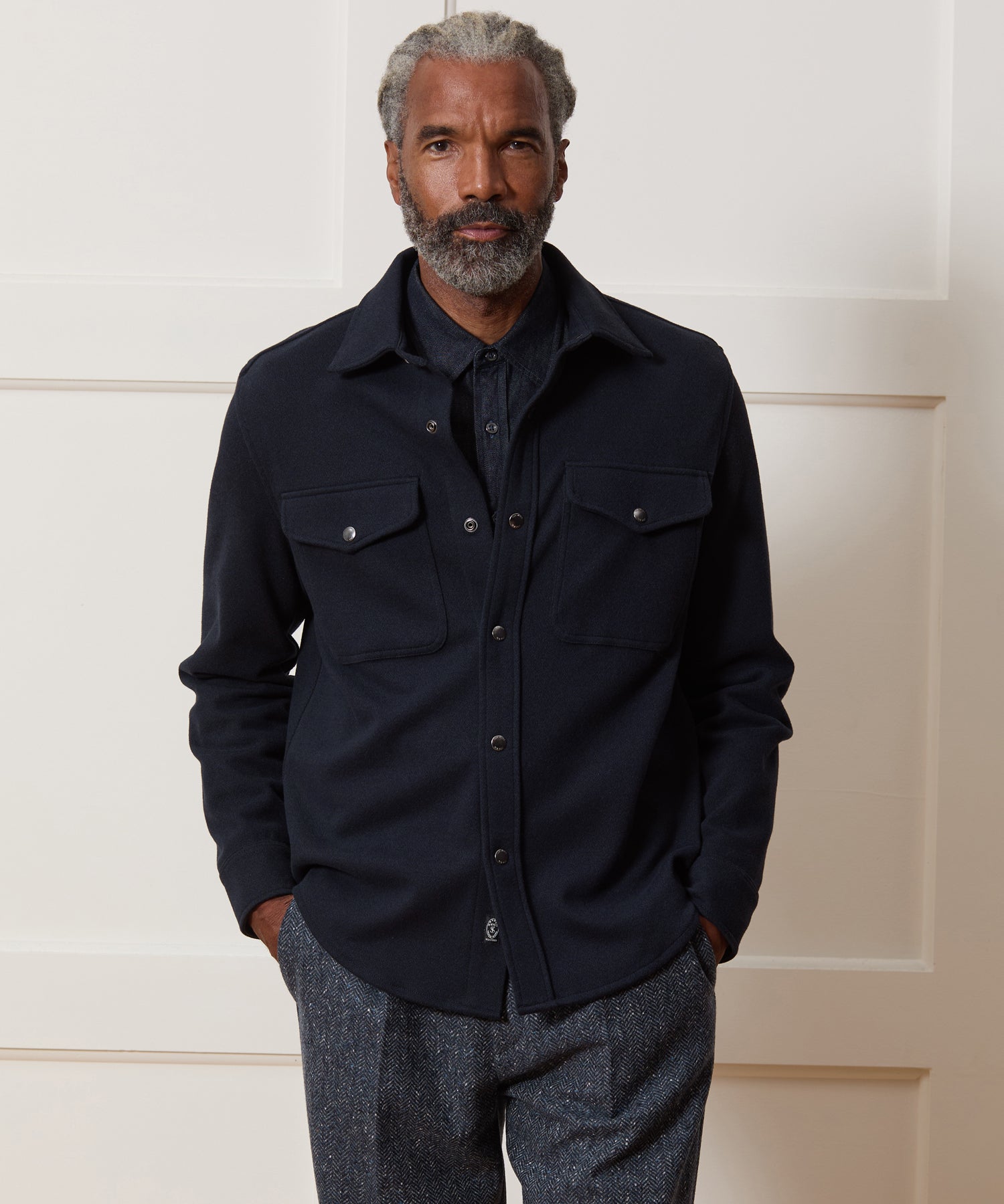 Knit Military Shirt Jacket - Image 2