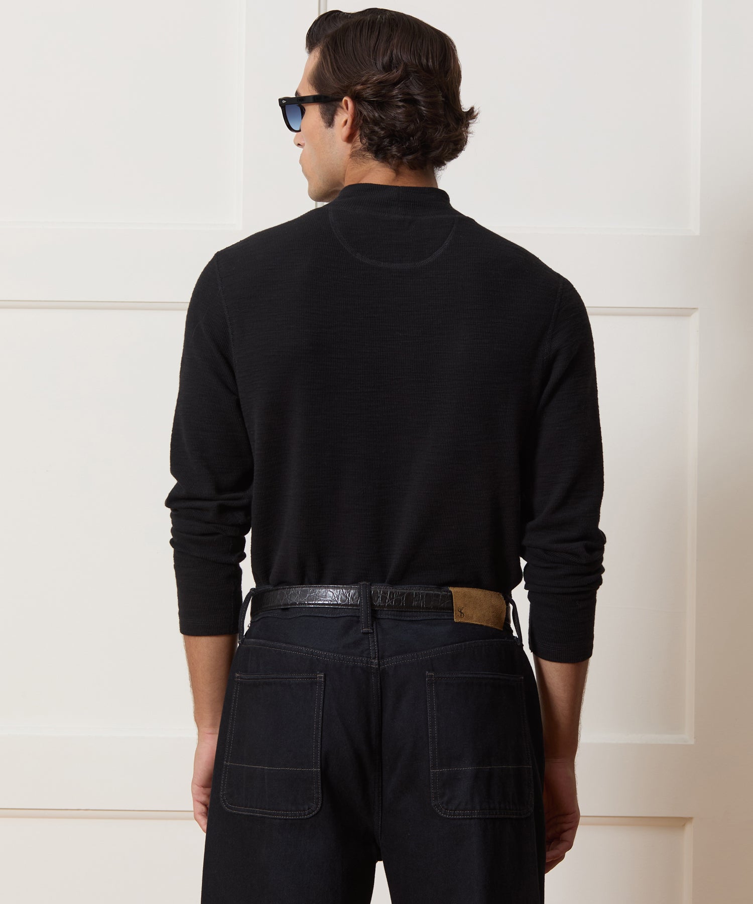 Lightweight Mini Waffle Mockneck Tee - Image 5