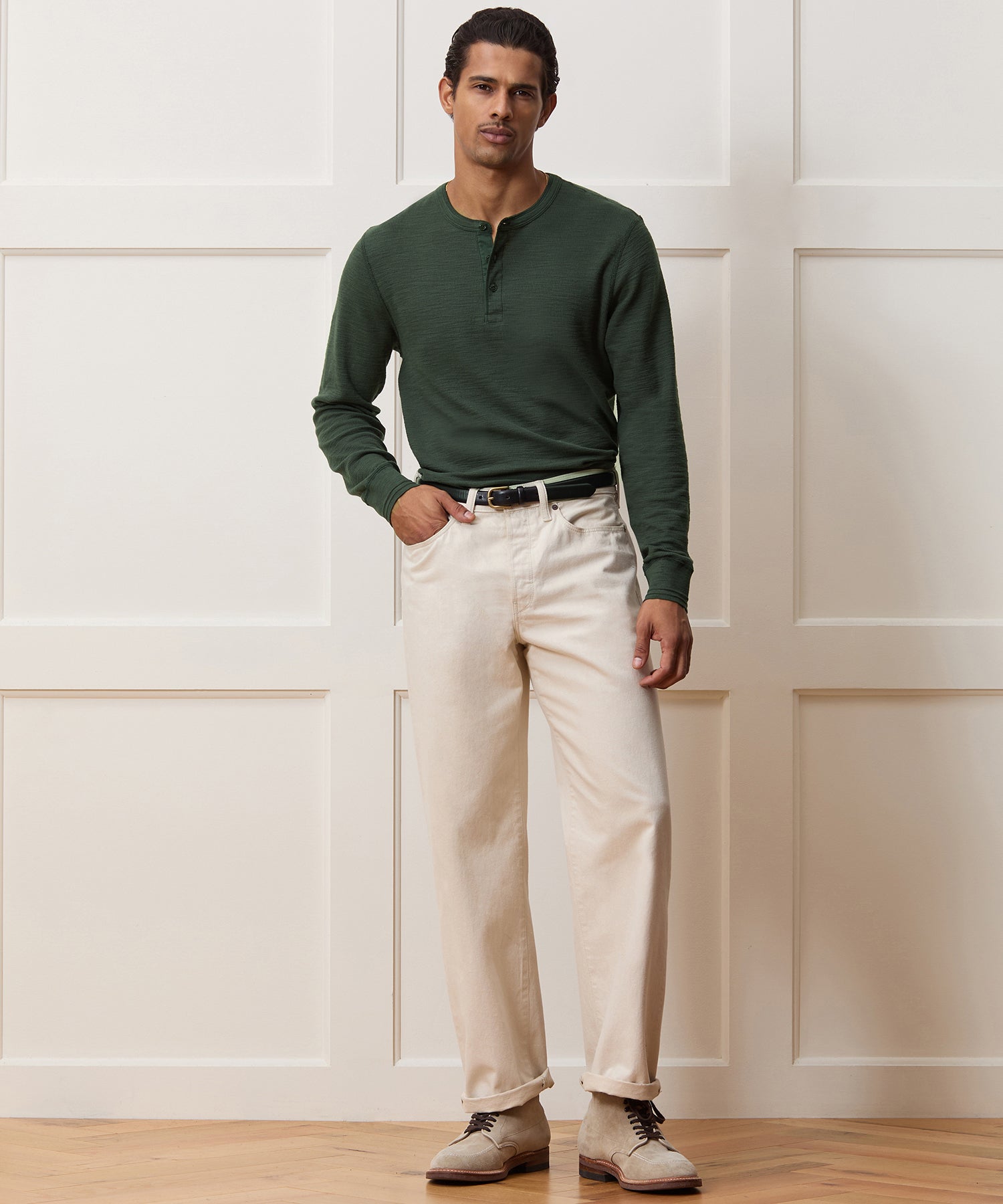 Lightweight Mini Waffle Henley - Image 3